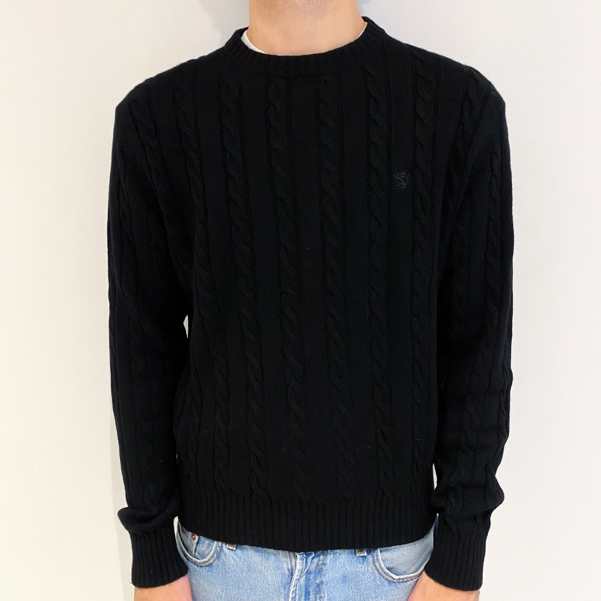 Men's The Scotch House Black Cashmere Crew Neck Jumper Large