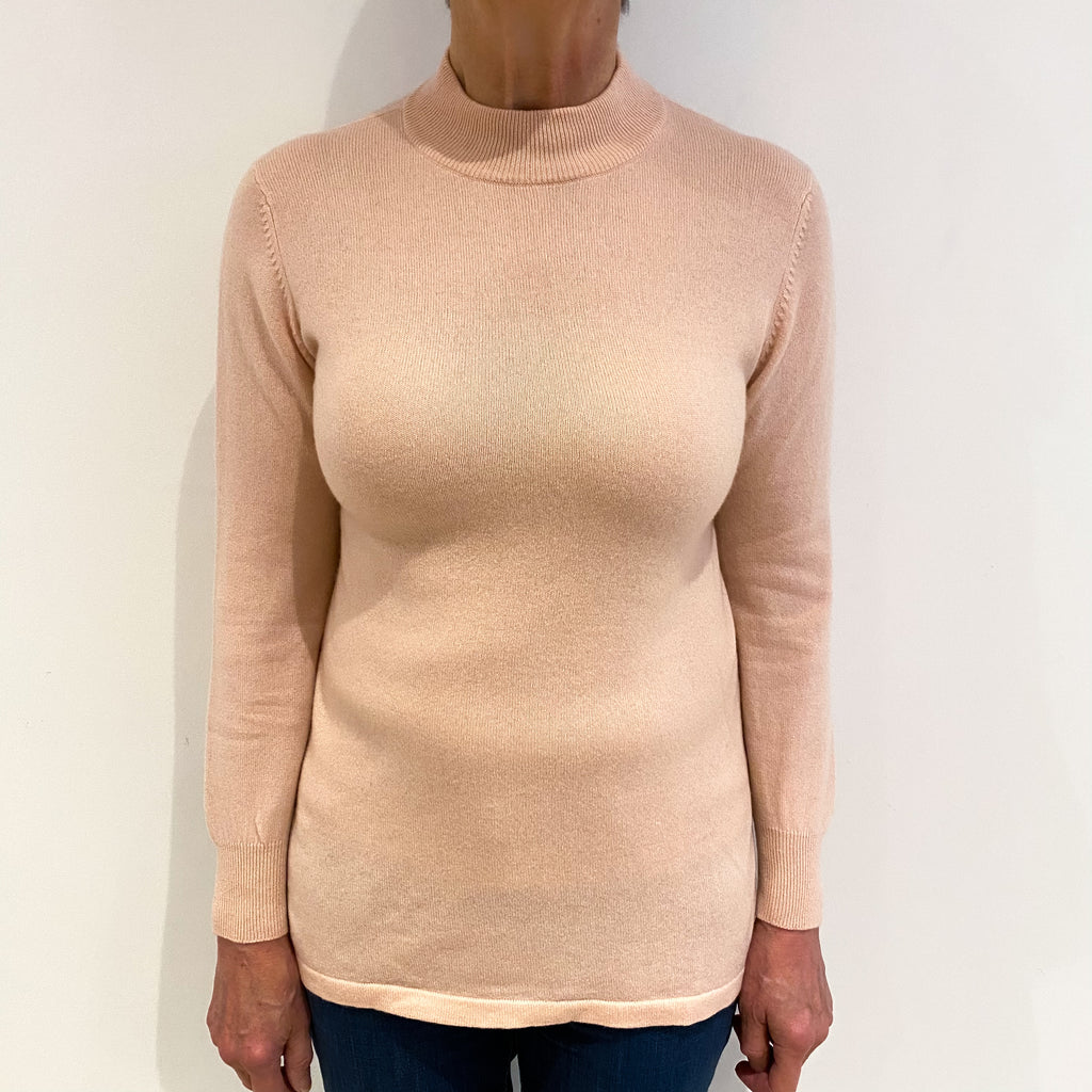 Shell Pink Cashmere Turtle Neck Jumper Medium
