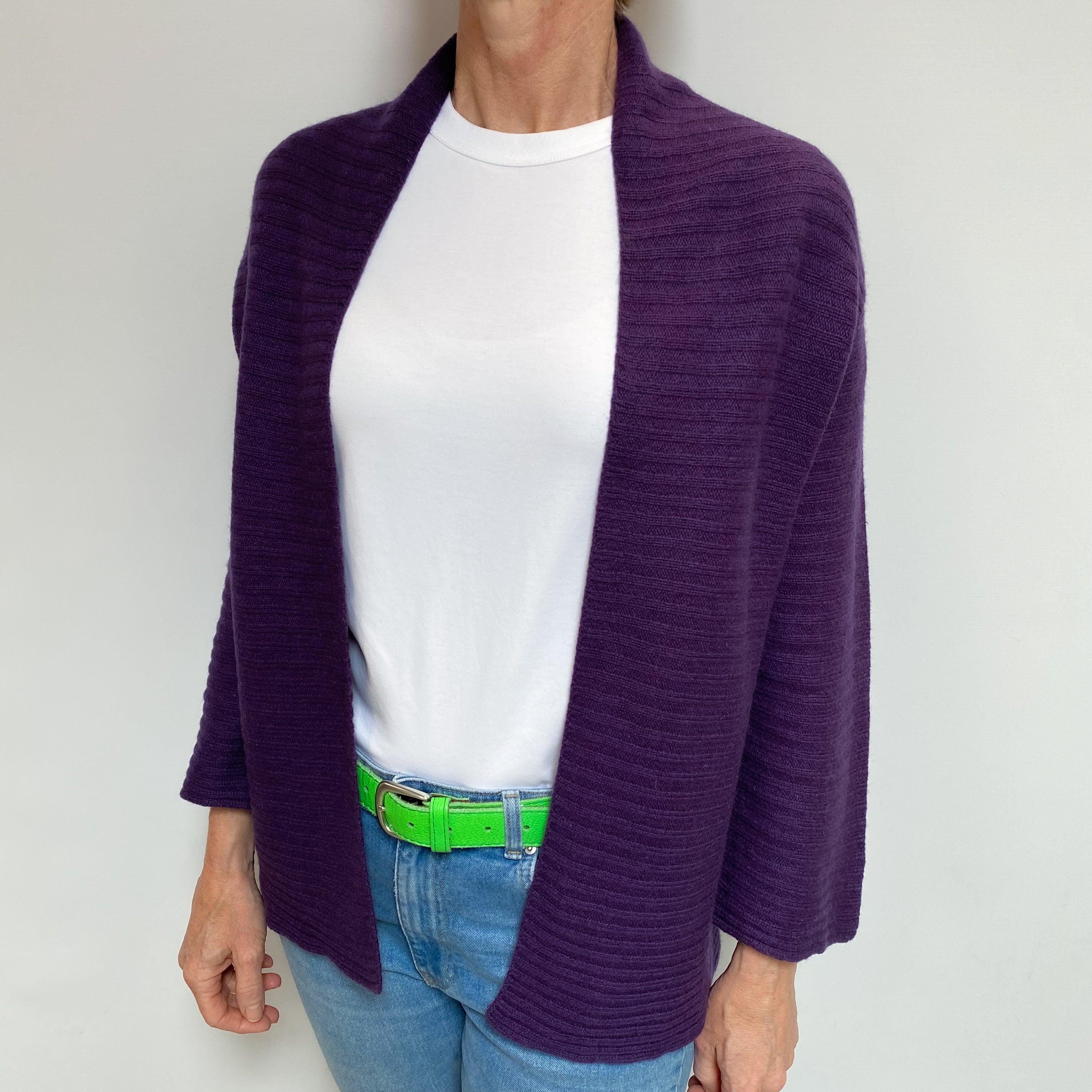 Blueberry Purple Cashmere Edge to Edge Cardigan Small