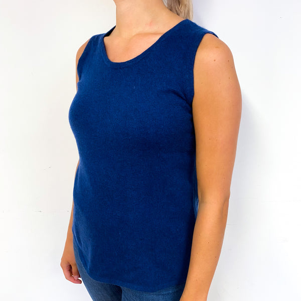 Prussian Blue Cashmere Crew Neck Tank Top Small