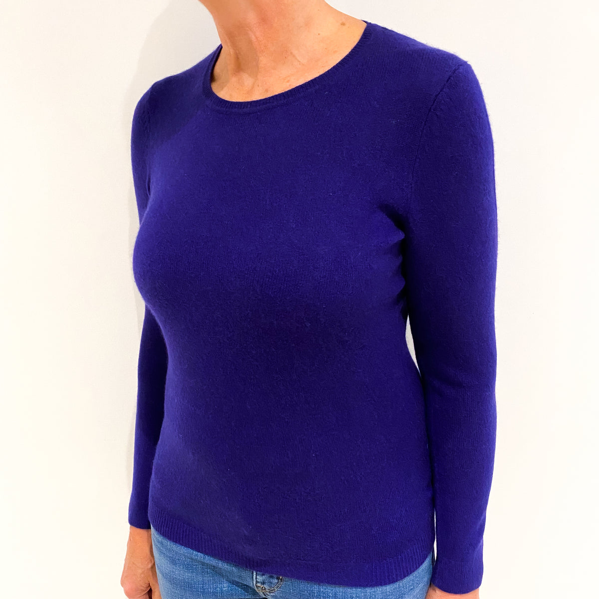 Indigo Blue Cashmere Crew Neck Jumper Medium