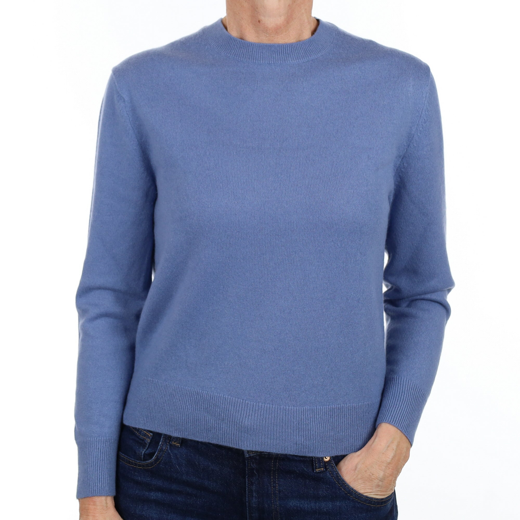 Denim Blue Cashmere Crew Neck Jumper Small