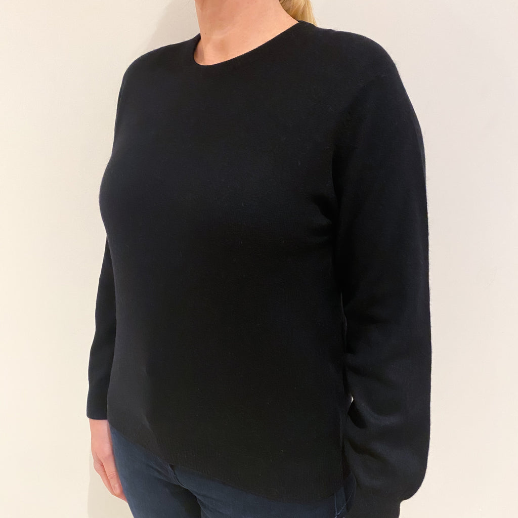 Black Cashmere Crew Neck Jumper Large