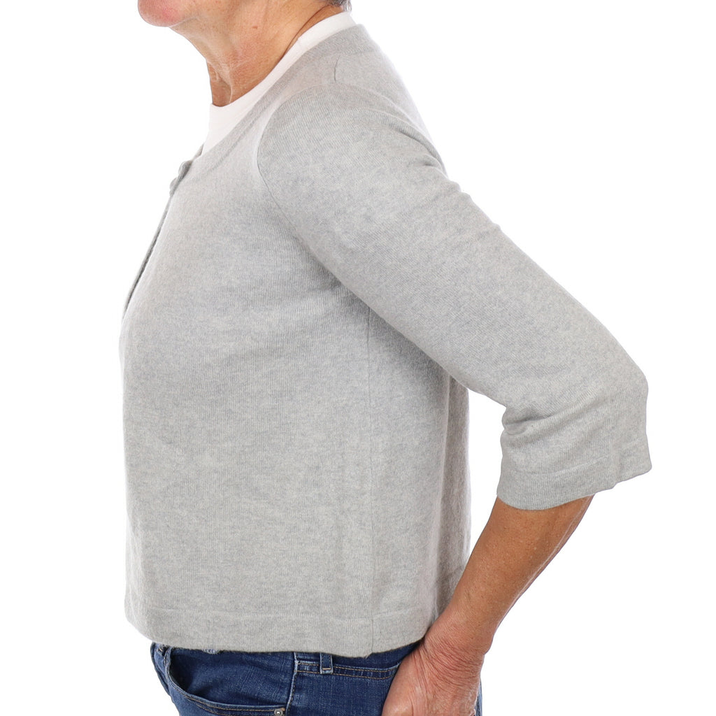 Smoke Grey Cashmere Crew Neck Cardigan Medium