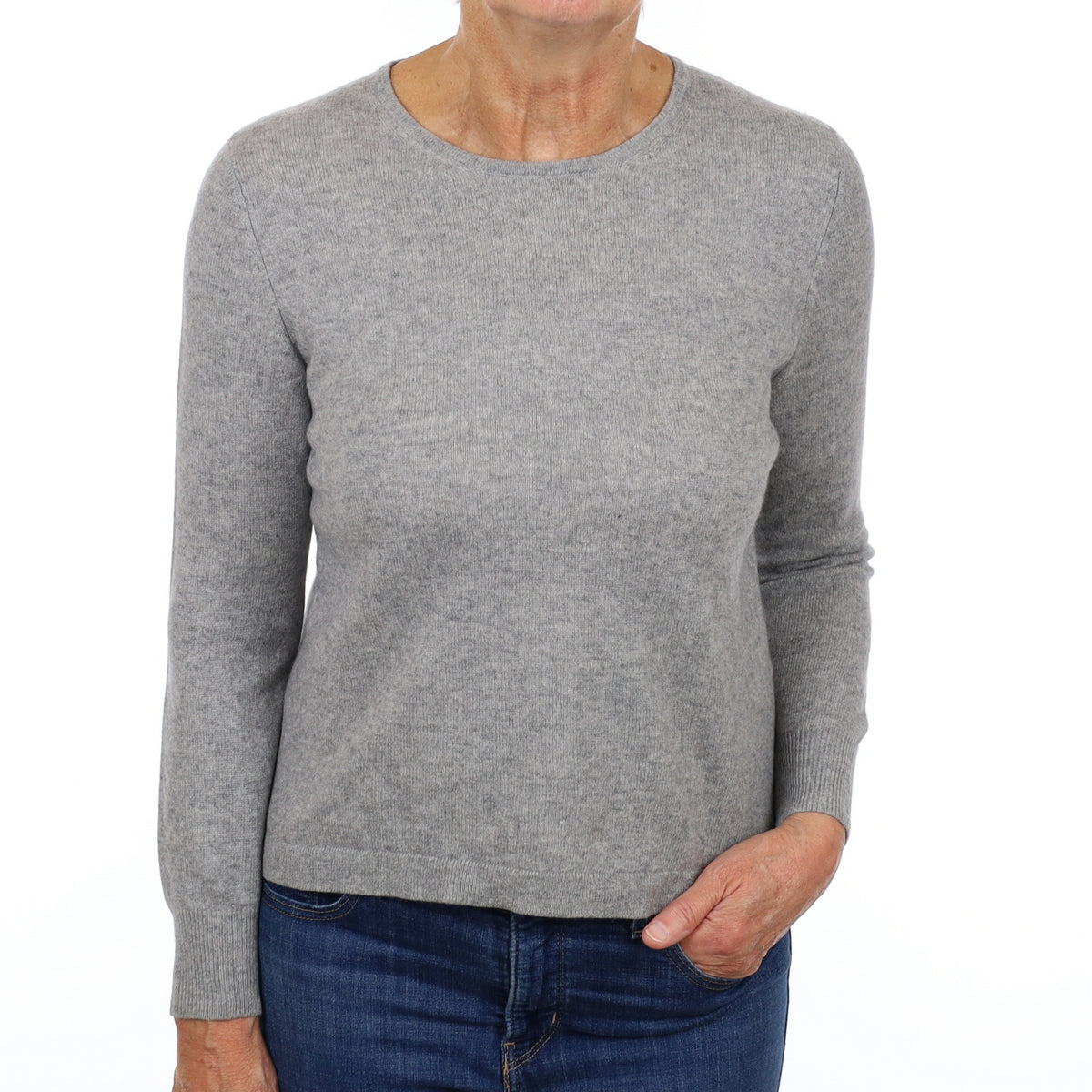 Smoke Grey Cashmere Crew Neck Jumper Medium