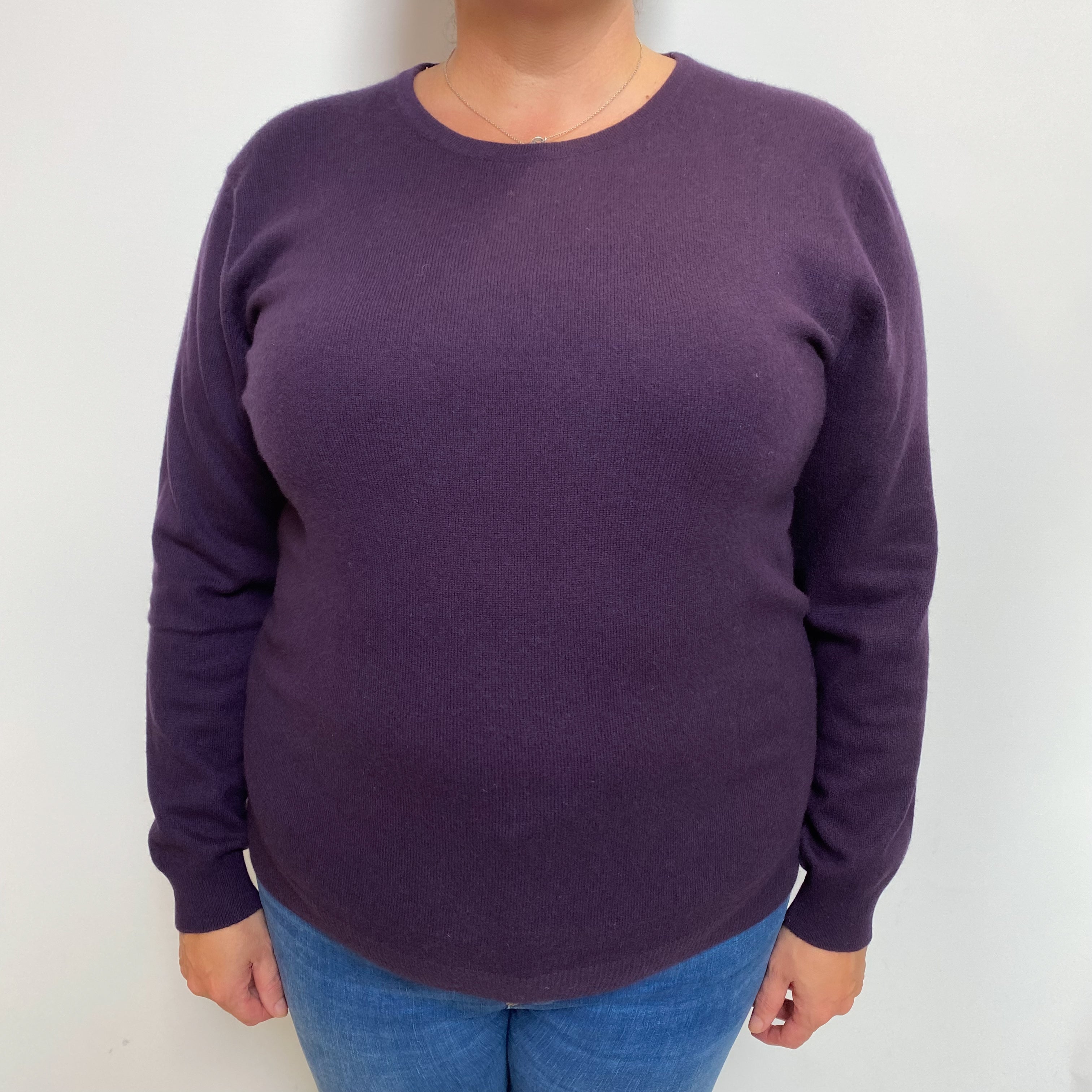 Deep Purple Cashmere Crew Neck Jumper Extra Large