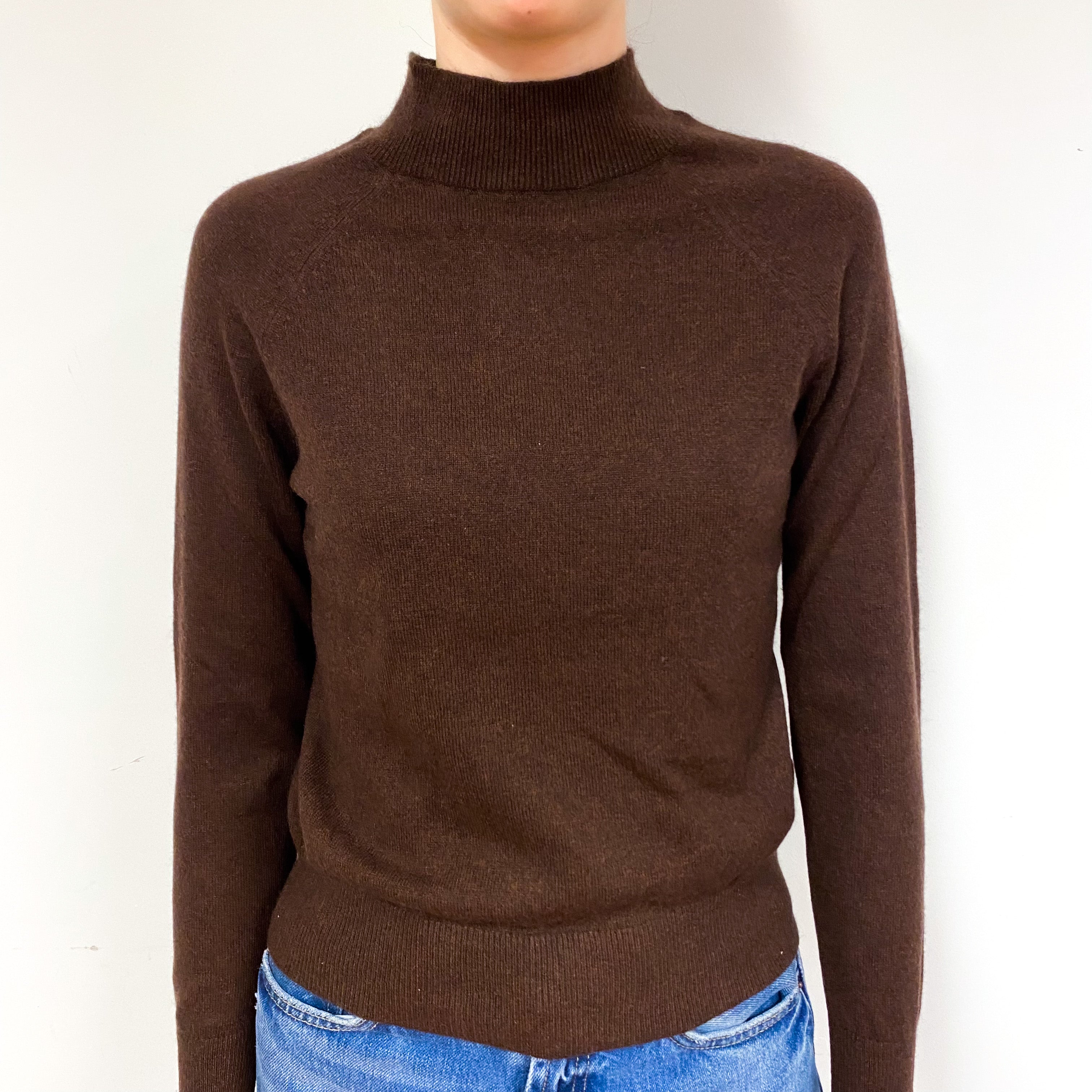Chocolate Brown Cashmere Turtle Neck Jumper Extra Small