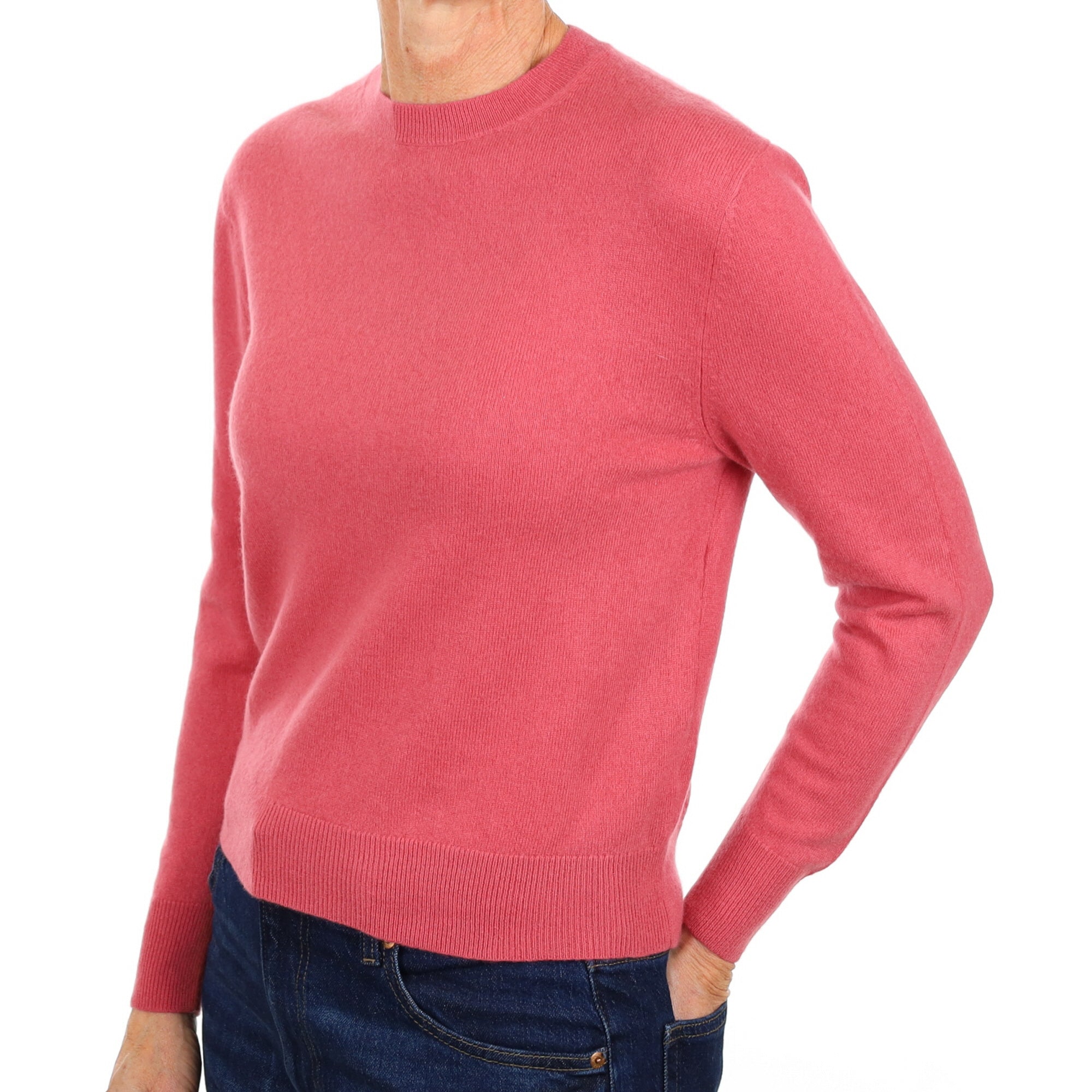 Loganberry Pink Cashmere Crew Neck Jumper Small