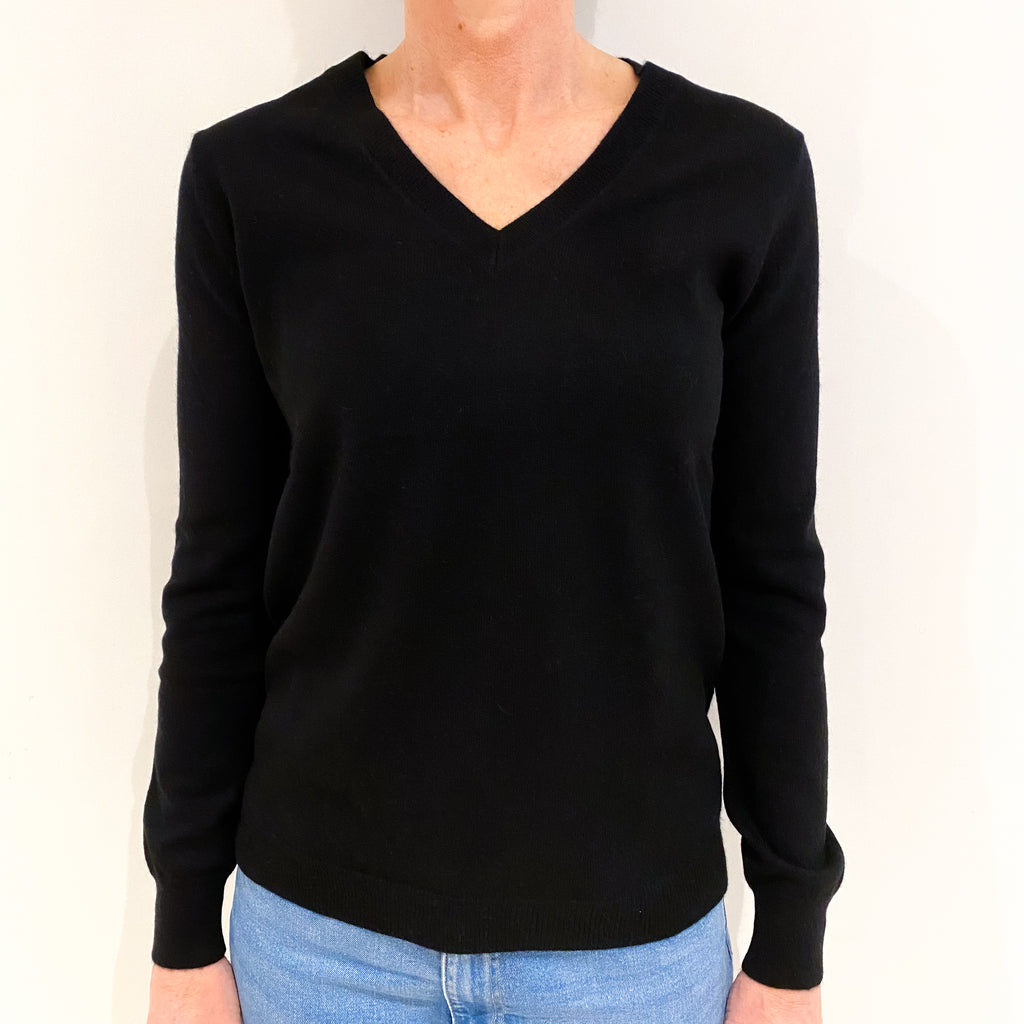 Black Cashmere V Neck Jumper Small