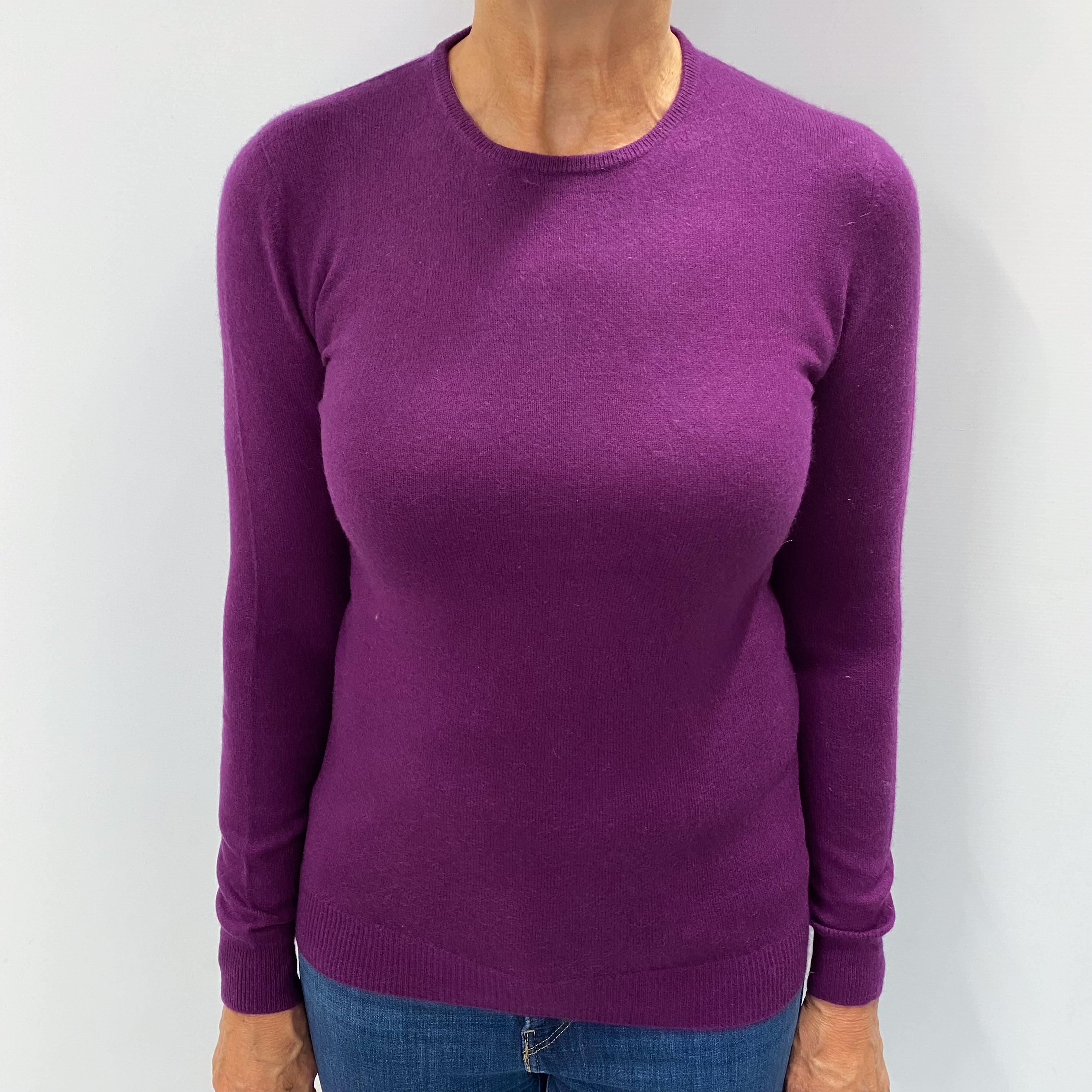 Fig Purple Cashmere Crew Neck Jumper Medium