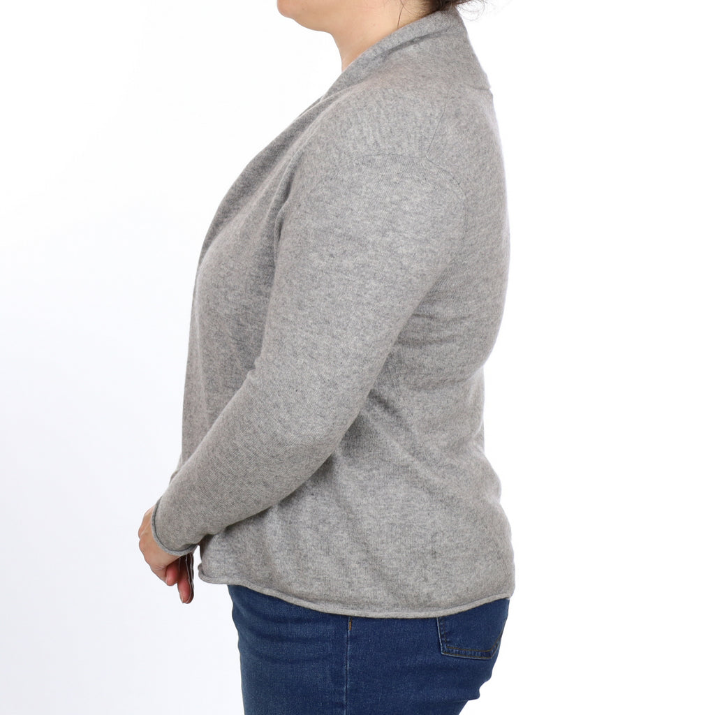 Smoke Grey Cashmere Edge To Edge Cardigan Large