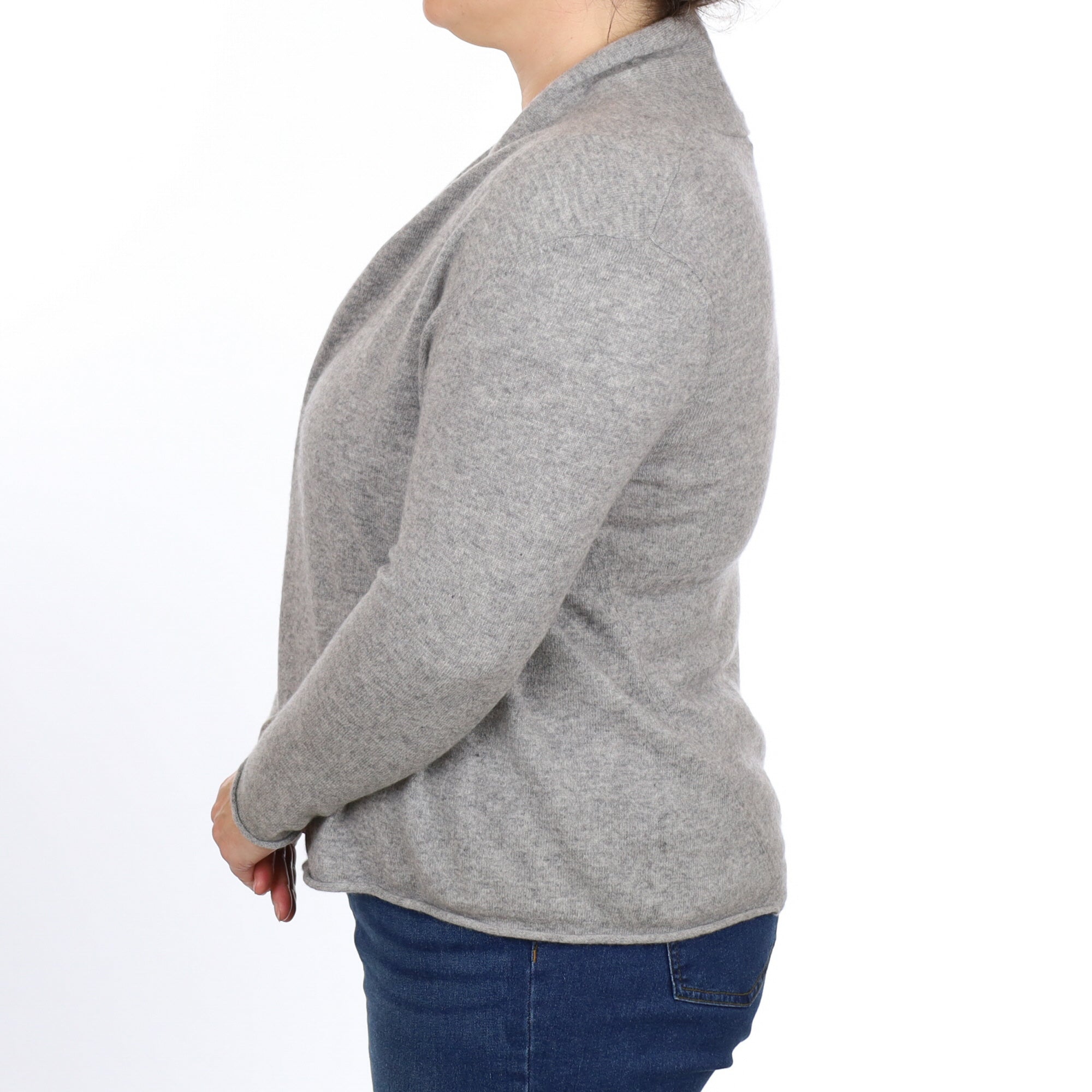 Smoke Grey Cashmere Edge To Edge Cardigan Large