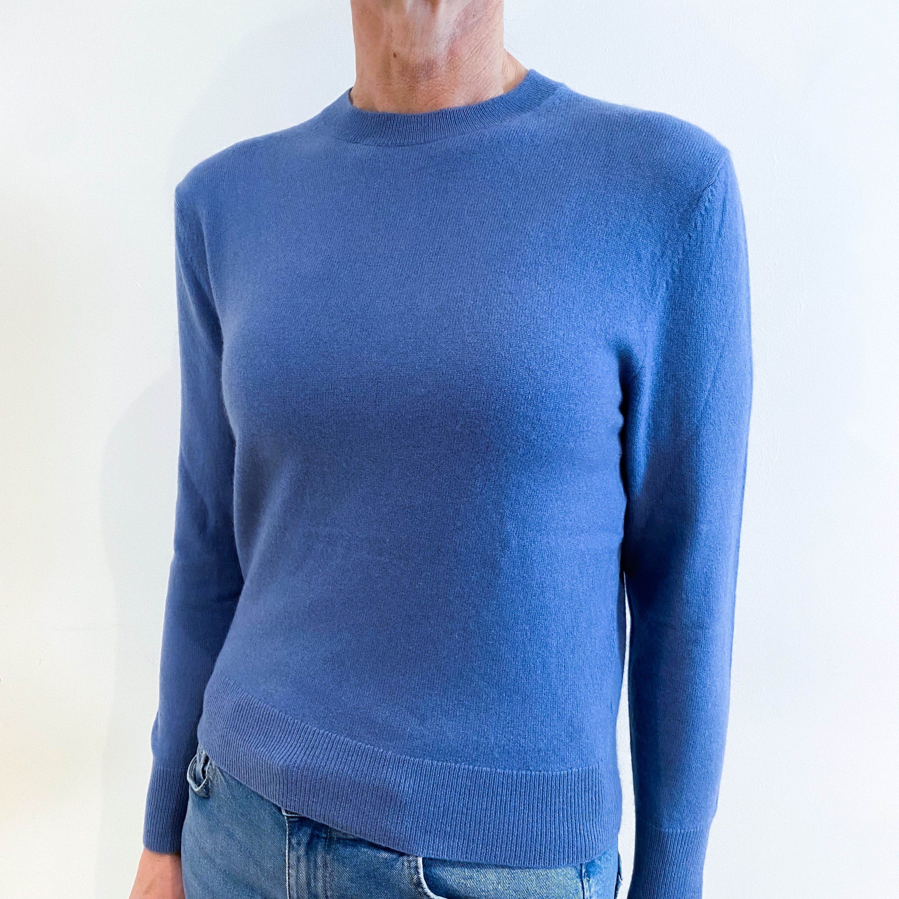 Denim Blue Cashmere Crew Neck Jumper Small