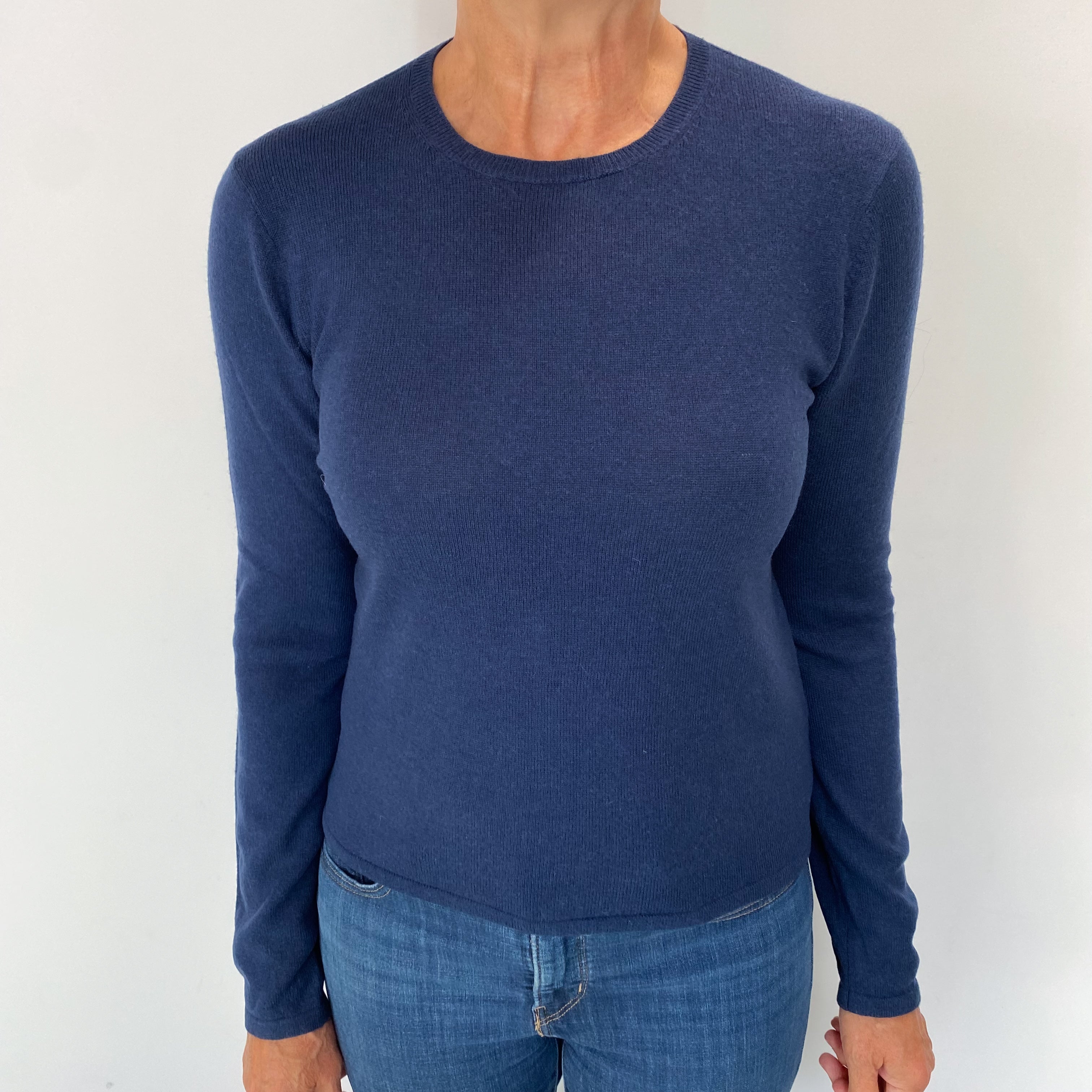 French Navy Cashmere Crew Neck Jumper Medium