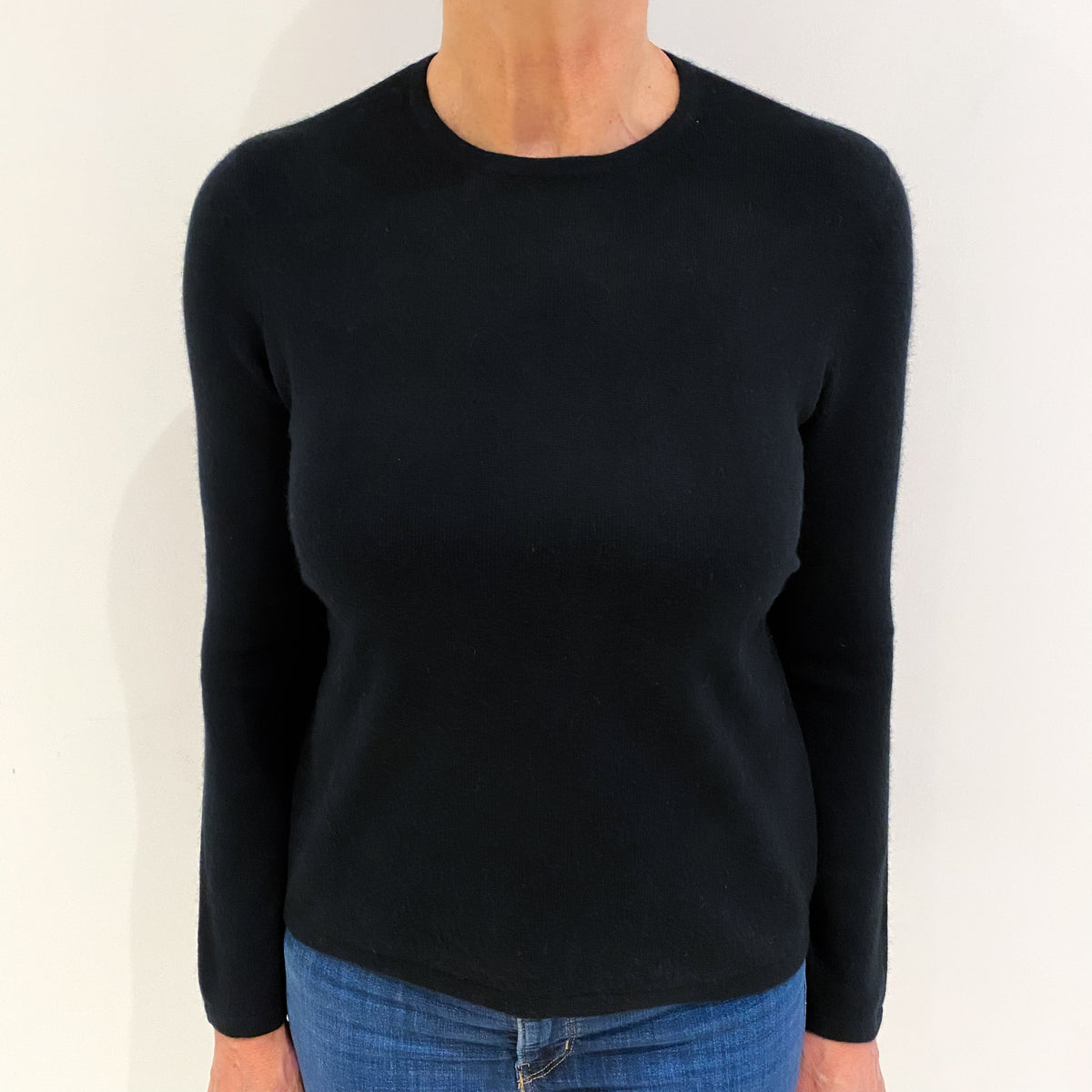 Black Cashmere Crew Neck Jumper Medium