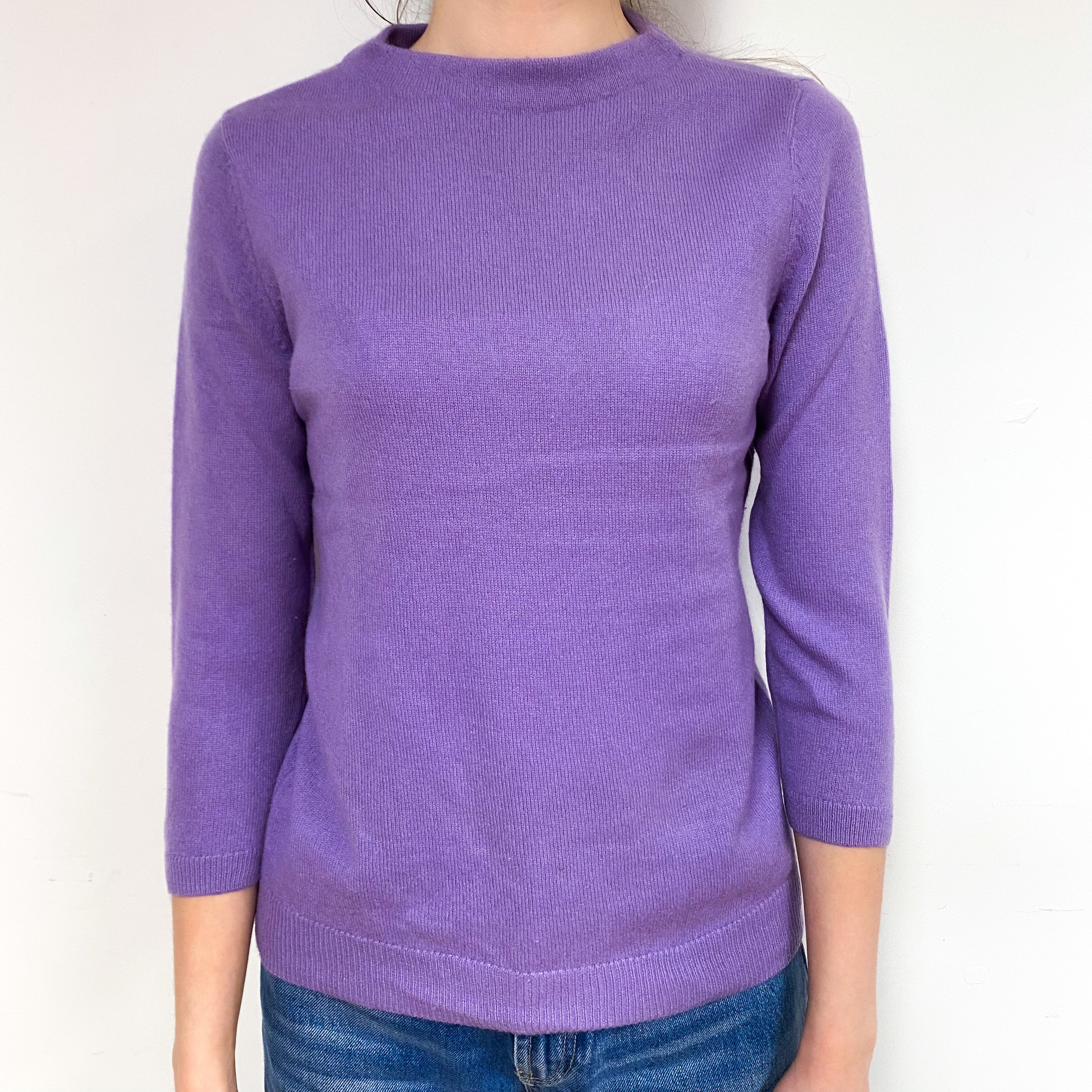 Deep Lilac Purple Cashmere Crew Neck Jumper Extra Small