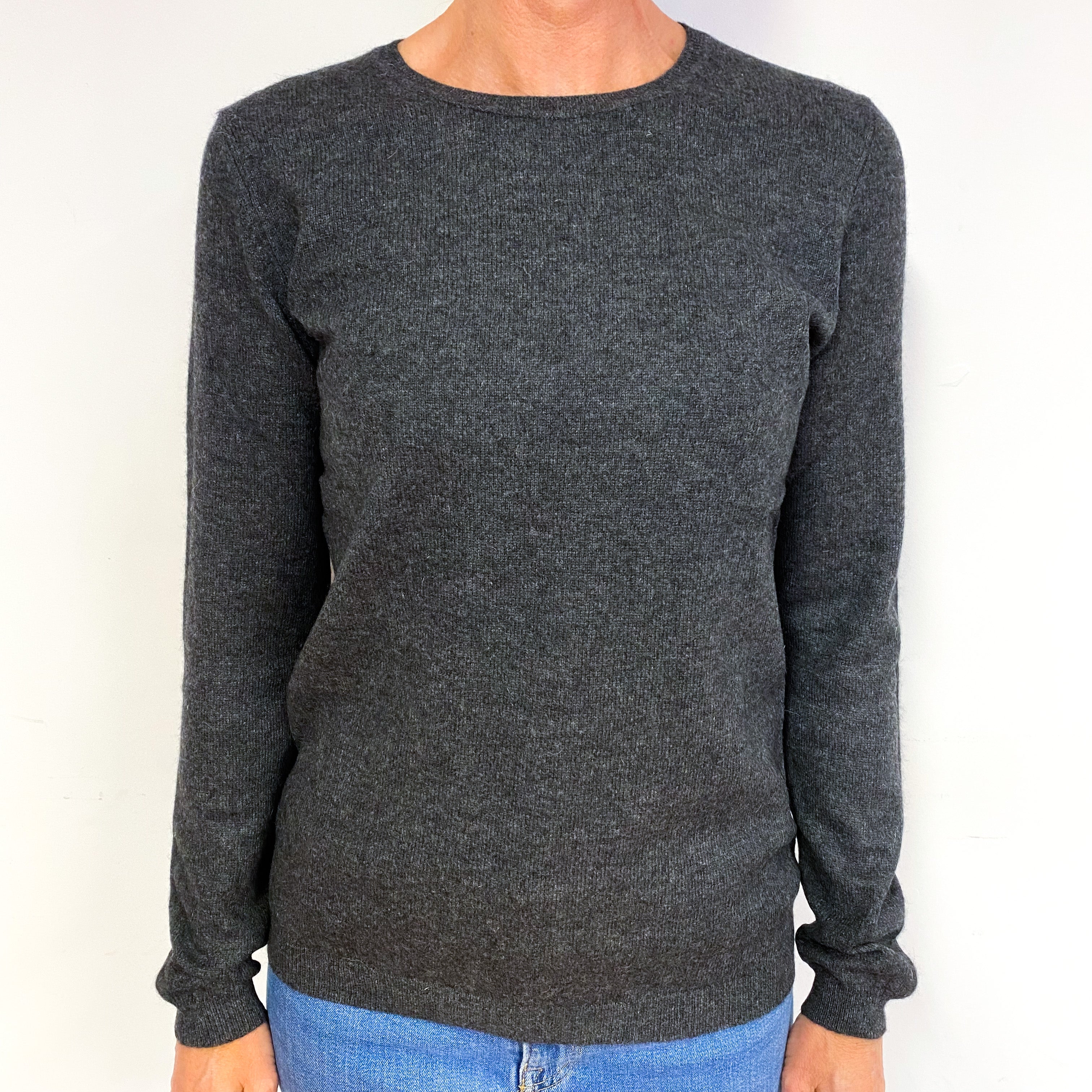 Charcoal Grey Cashmere Crew Neck Jumper Medium