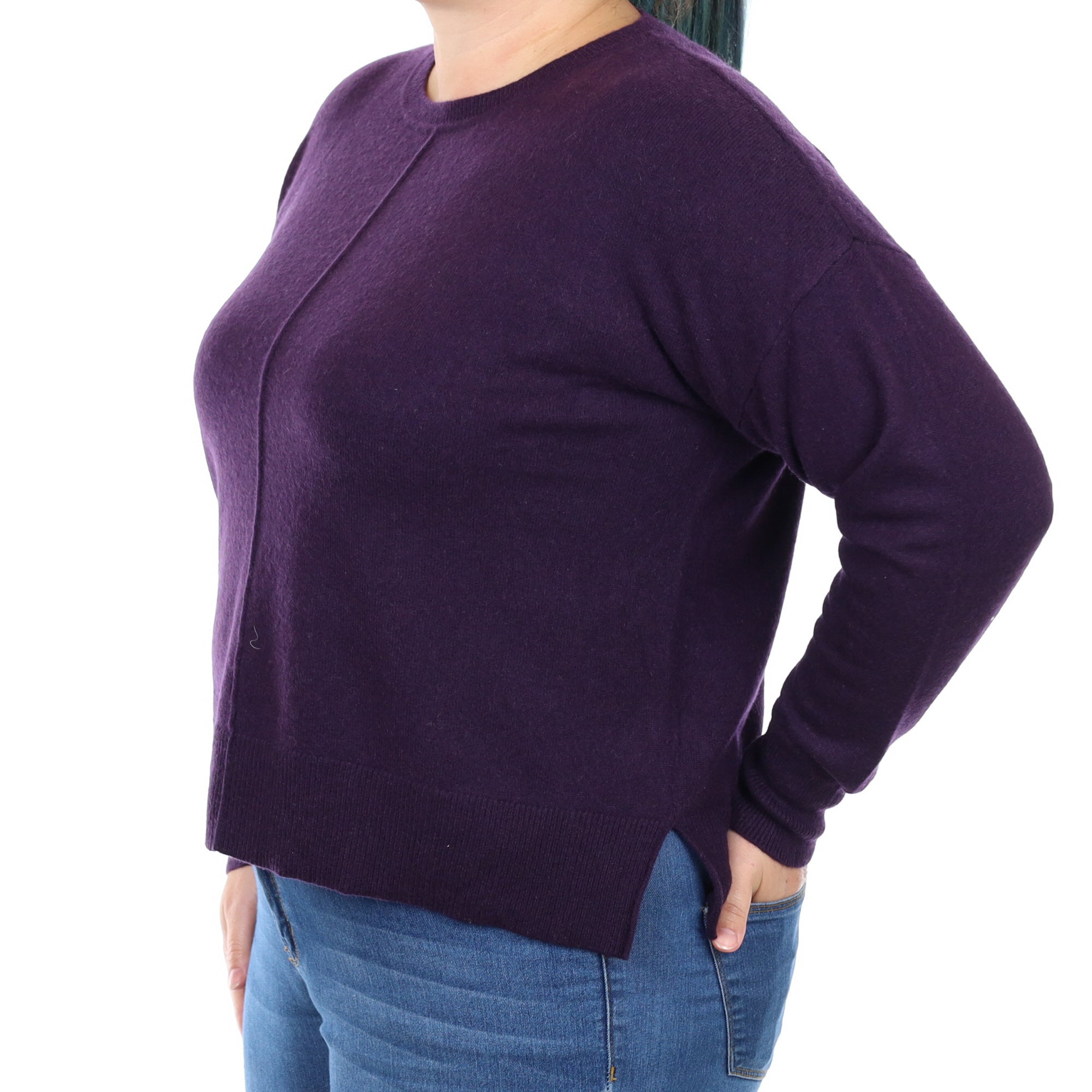 Grape Purple Cashmere Crew Neck Jumper Large
