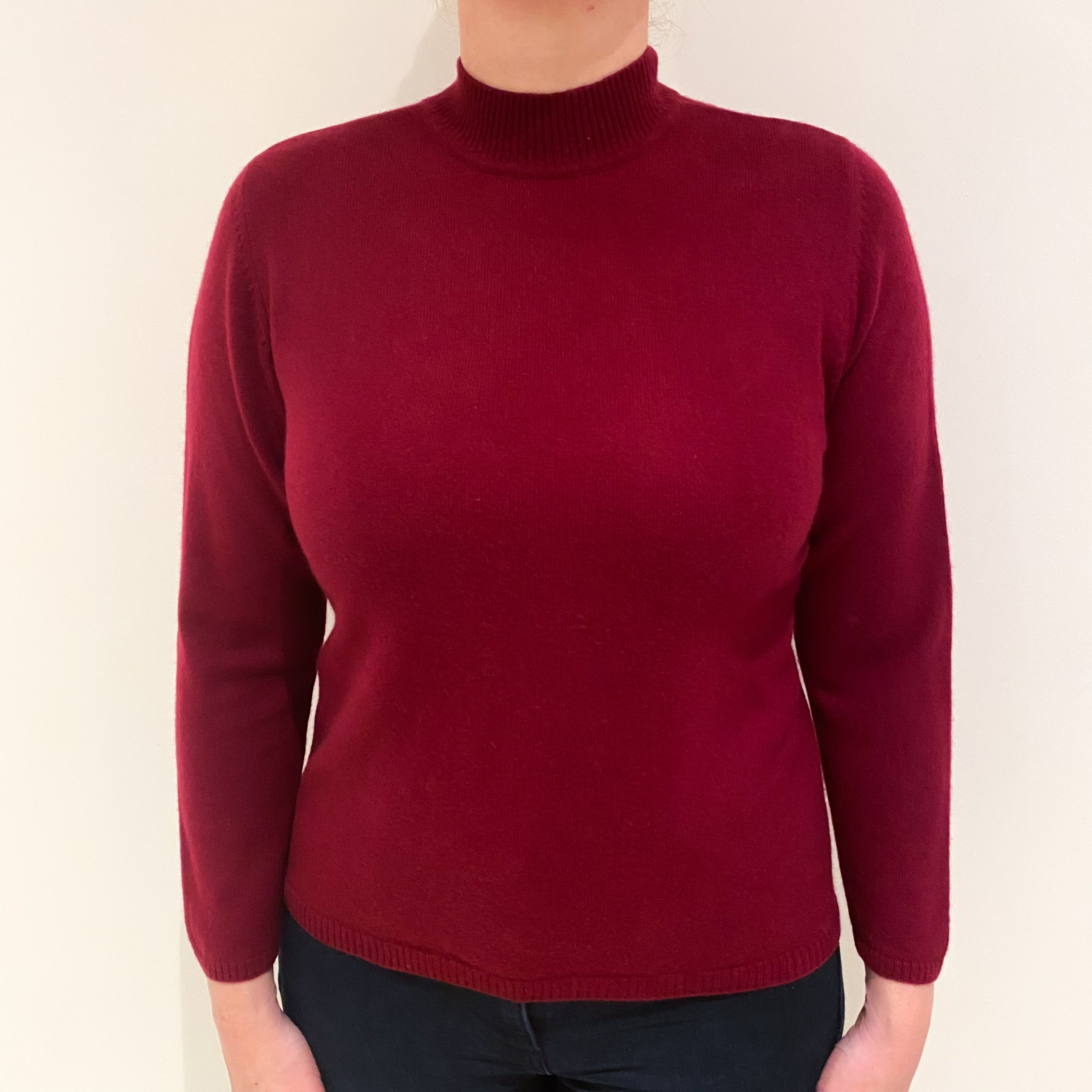 Garnet Red Cashmere Turtle Neck Jumper Large