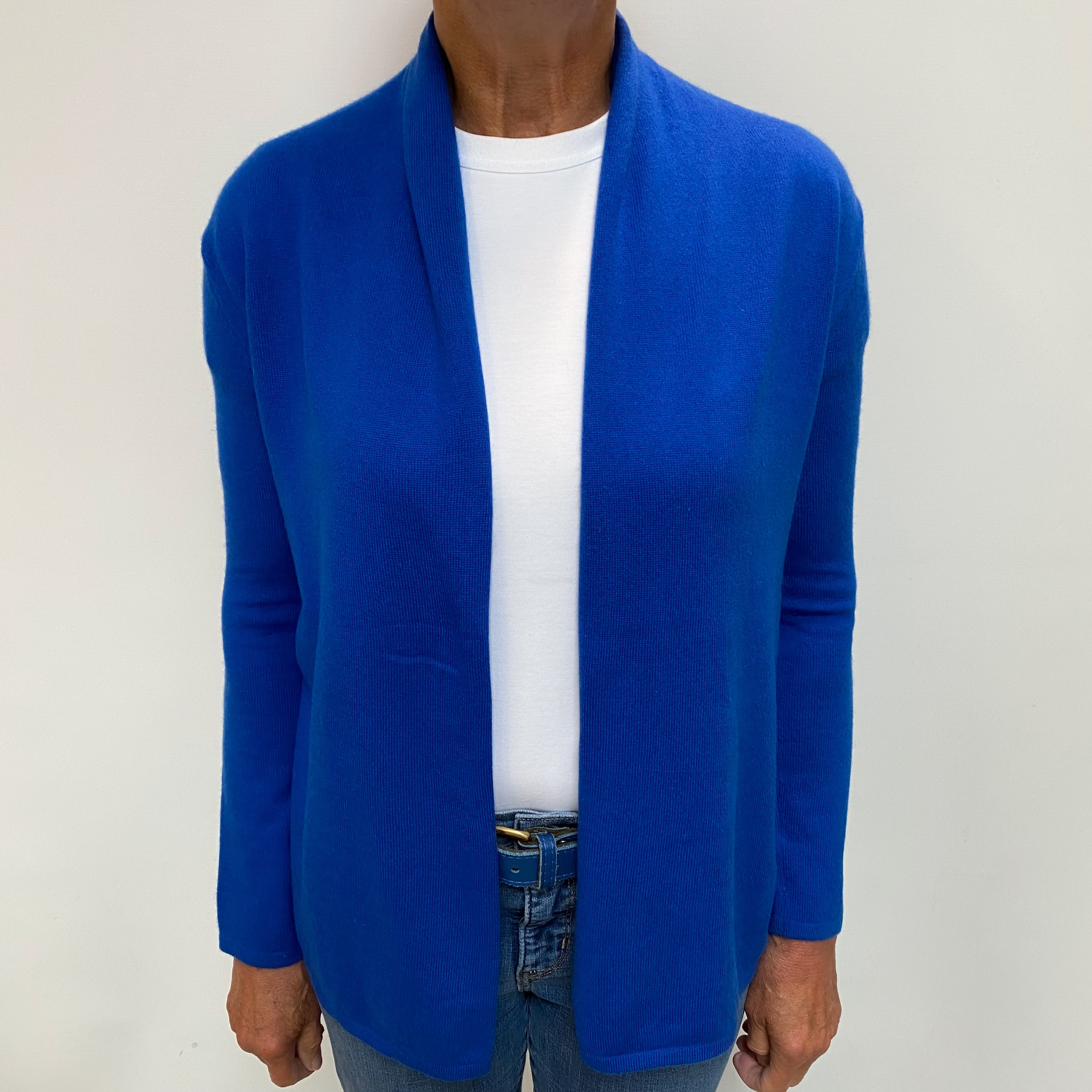 Neiman Marcus Colbalt Blue Cashmere Edge To Edge Cardigan Medium