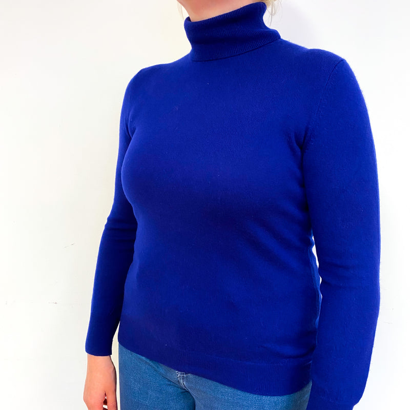 Indigo Blue Cashmere Polo Neck Jumper Large