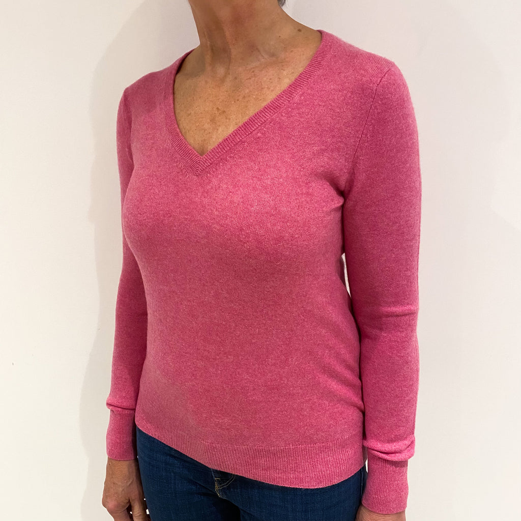Sweet Pea Pink Cashmere V Neck Jumper Medium