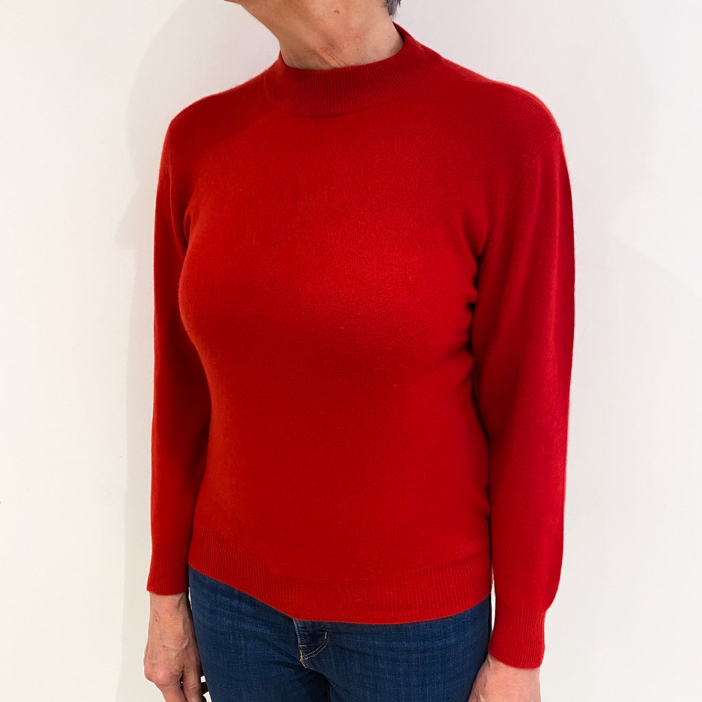 Scarlet Red Cashmere Turtle Neck Jumper Medium