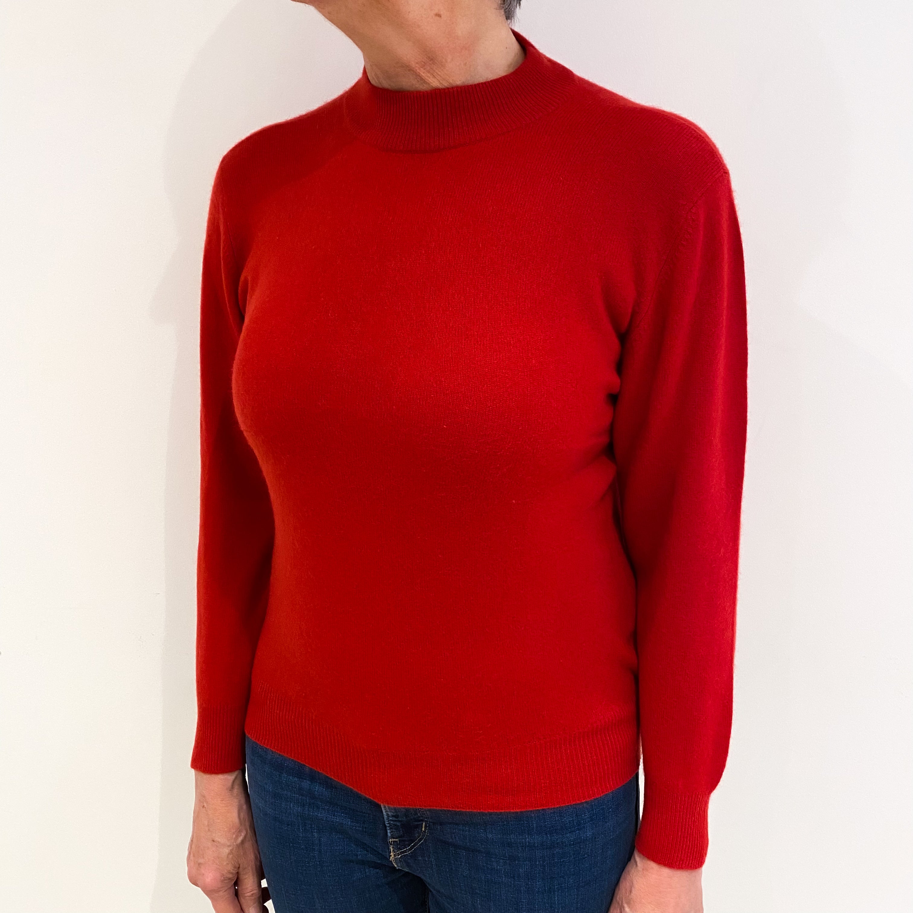 Scarlet Red Cashmere Turtle Neck Jumper Medium