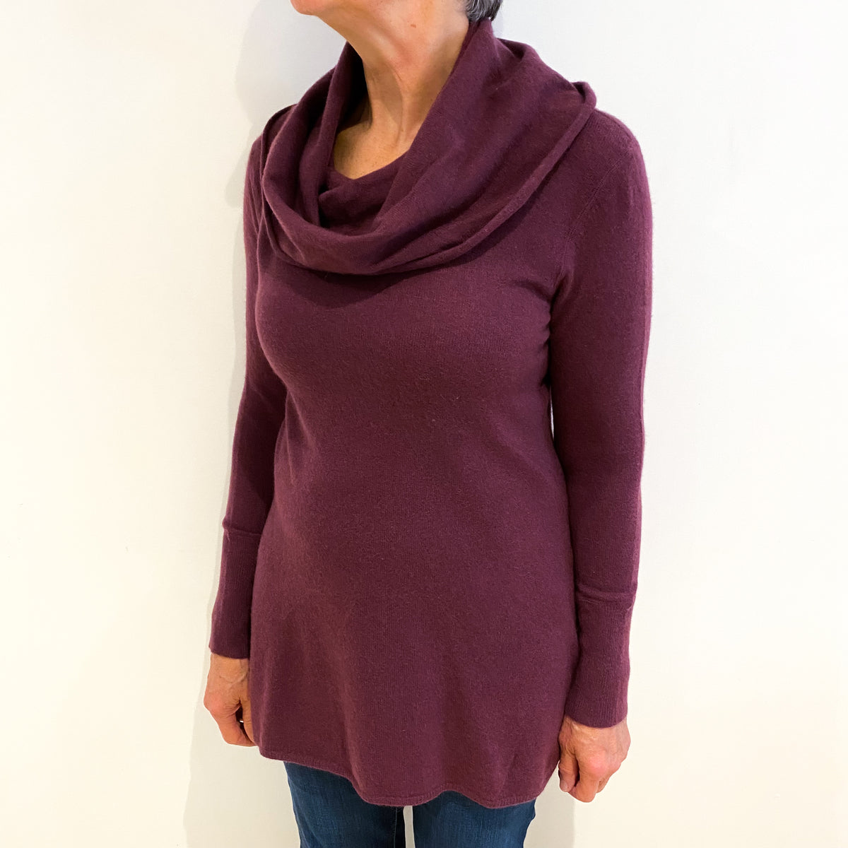 Grape Purple Cashmere Cowl Neck Jumper Medium