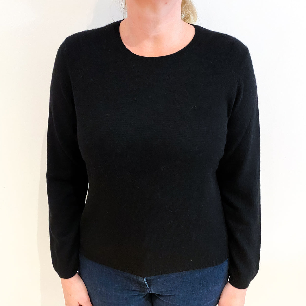 Black Cashmere Crew Neck Jumper Large Petite