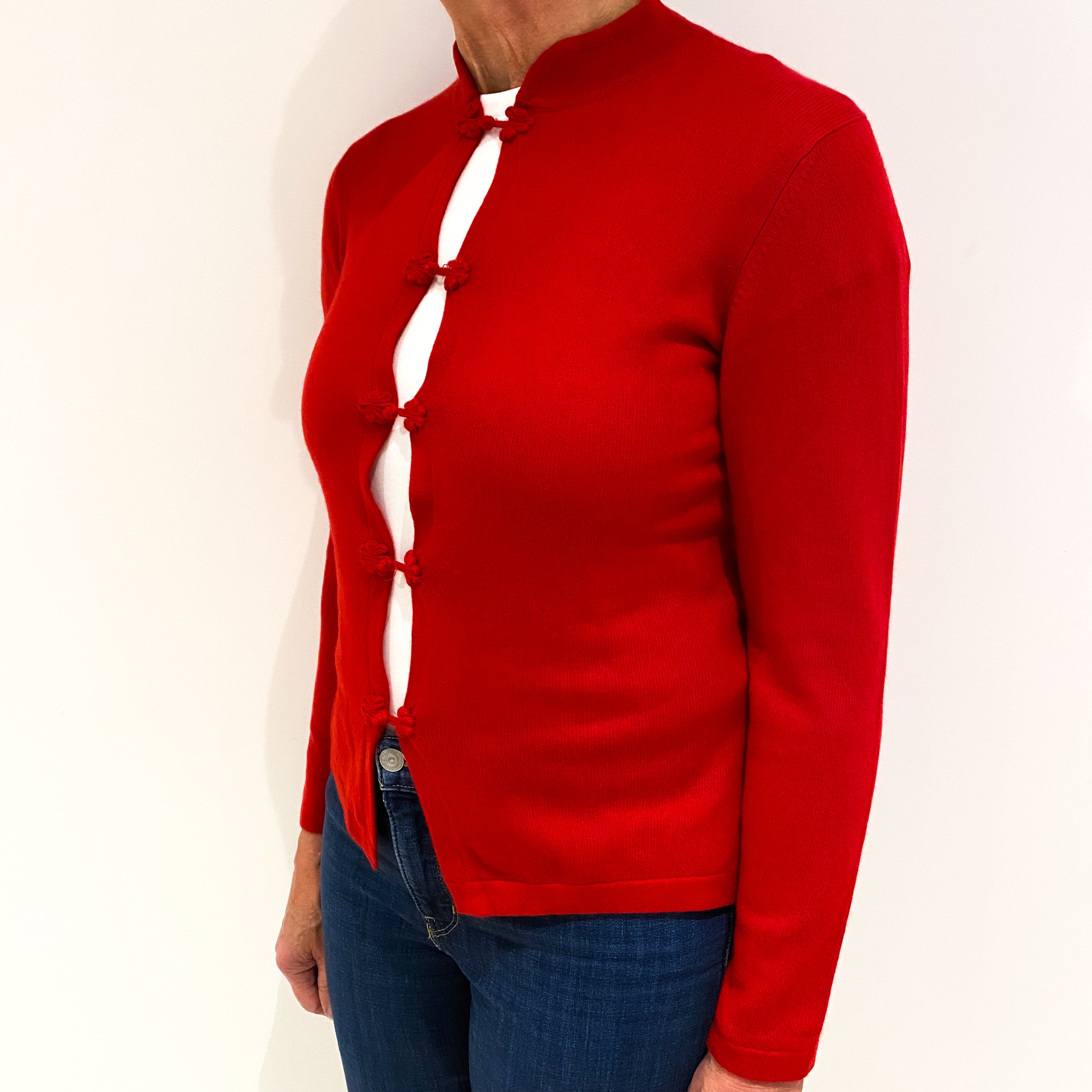 Post Box Red Toggle Front Cashmere Cardigan Medium