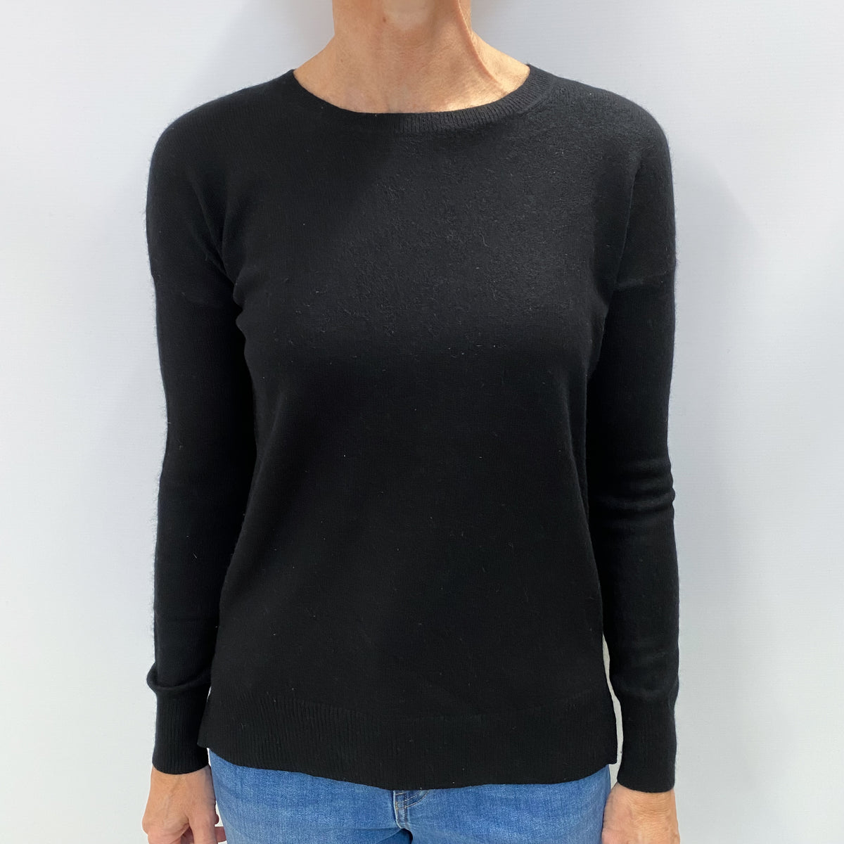 Black Cashmere Crew Neck Jumper Small