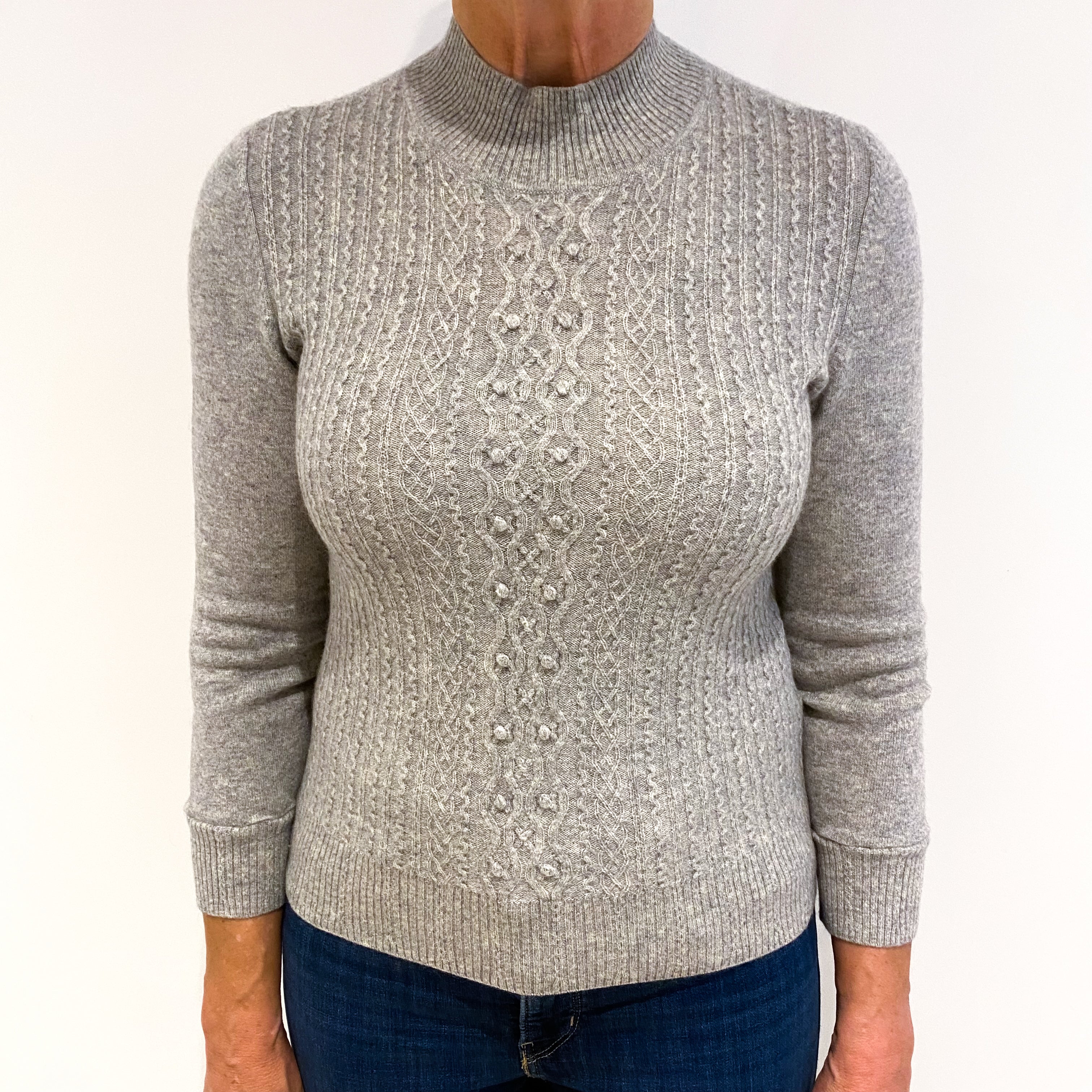 Smoke Grey Cashmere Turtle Neck Jumper Medium