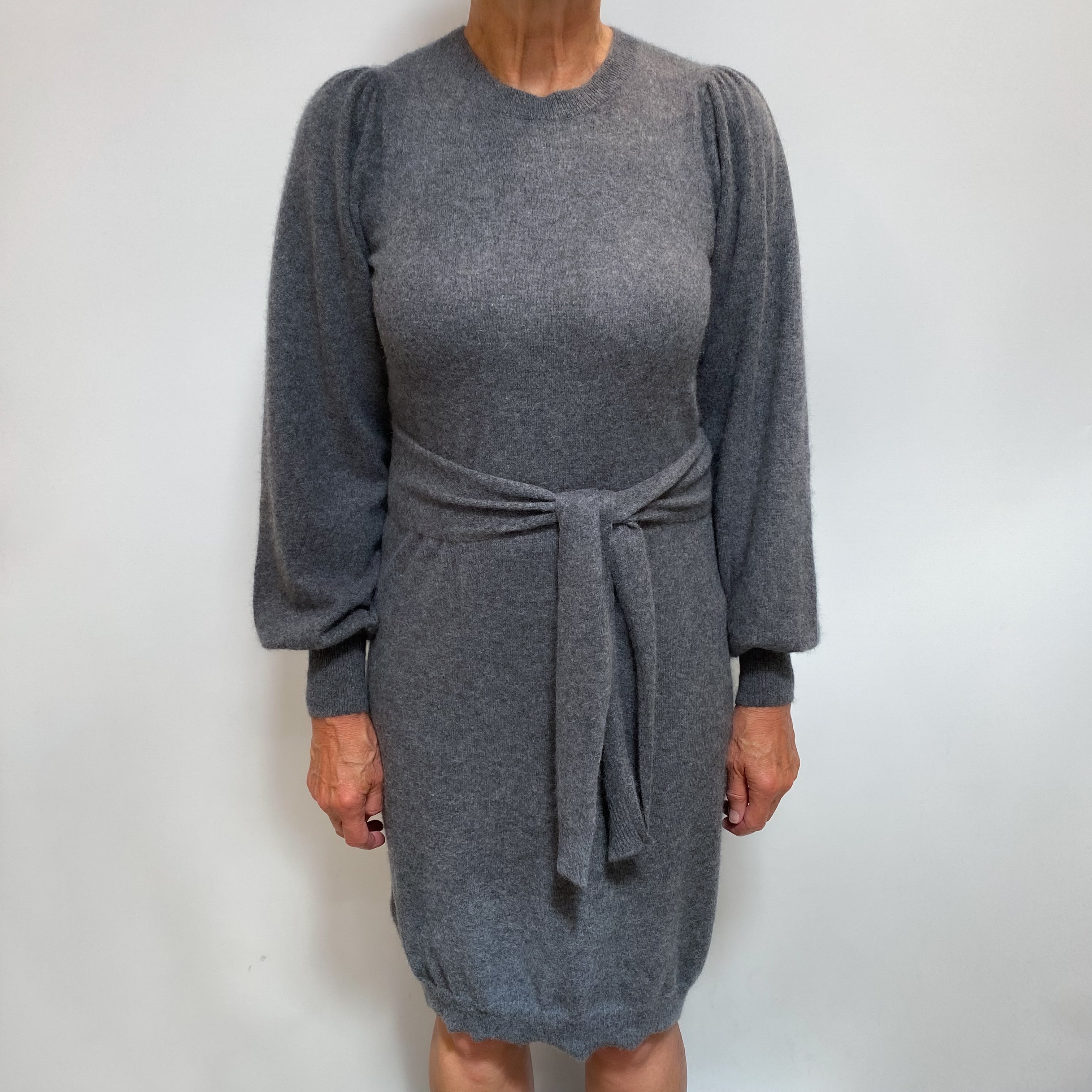 Slate Grey Cashmere Crew Neck Dress Medium