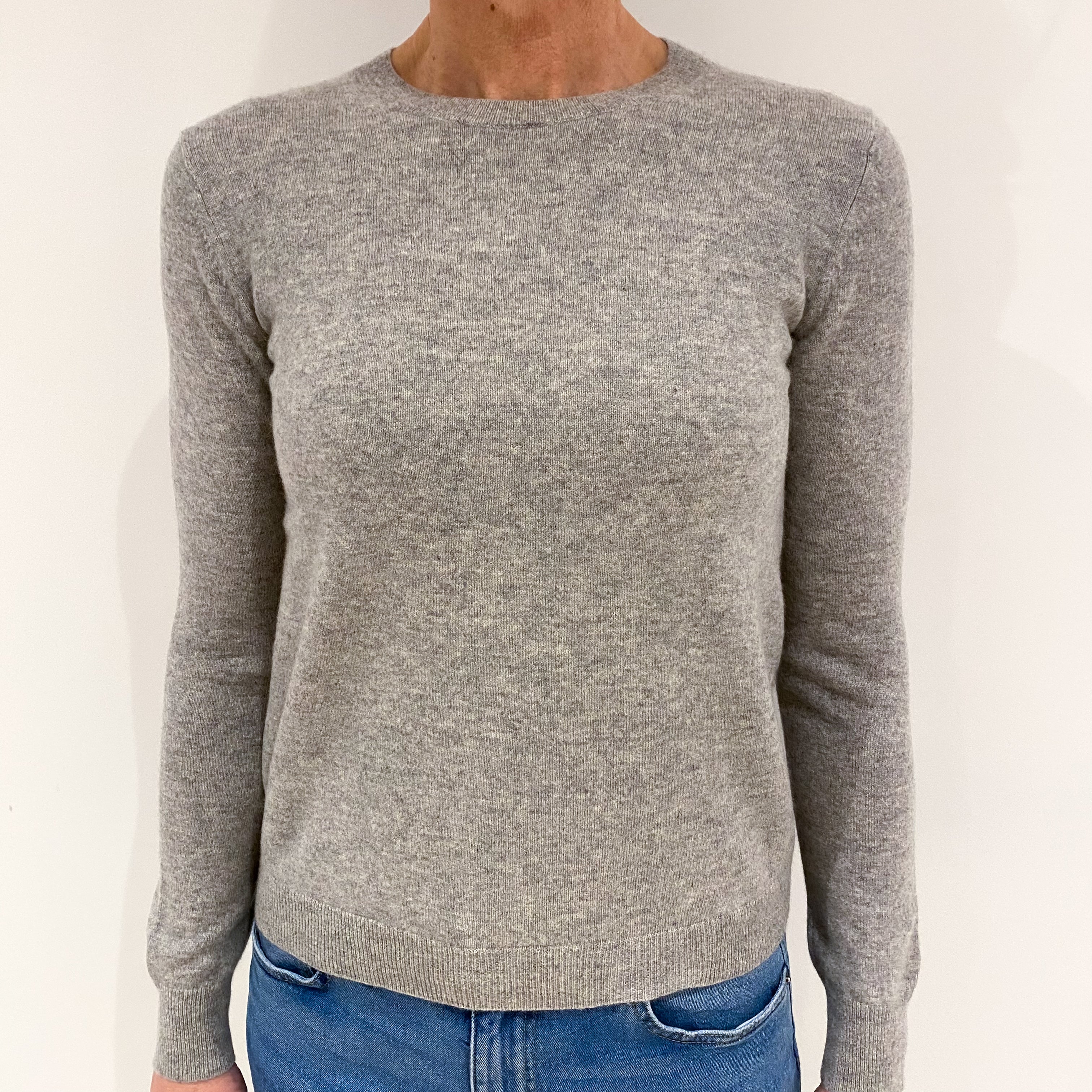 Smoke Grey Cashmere Crew Neck Jumper Small