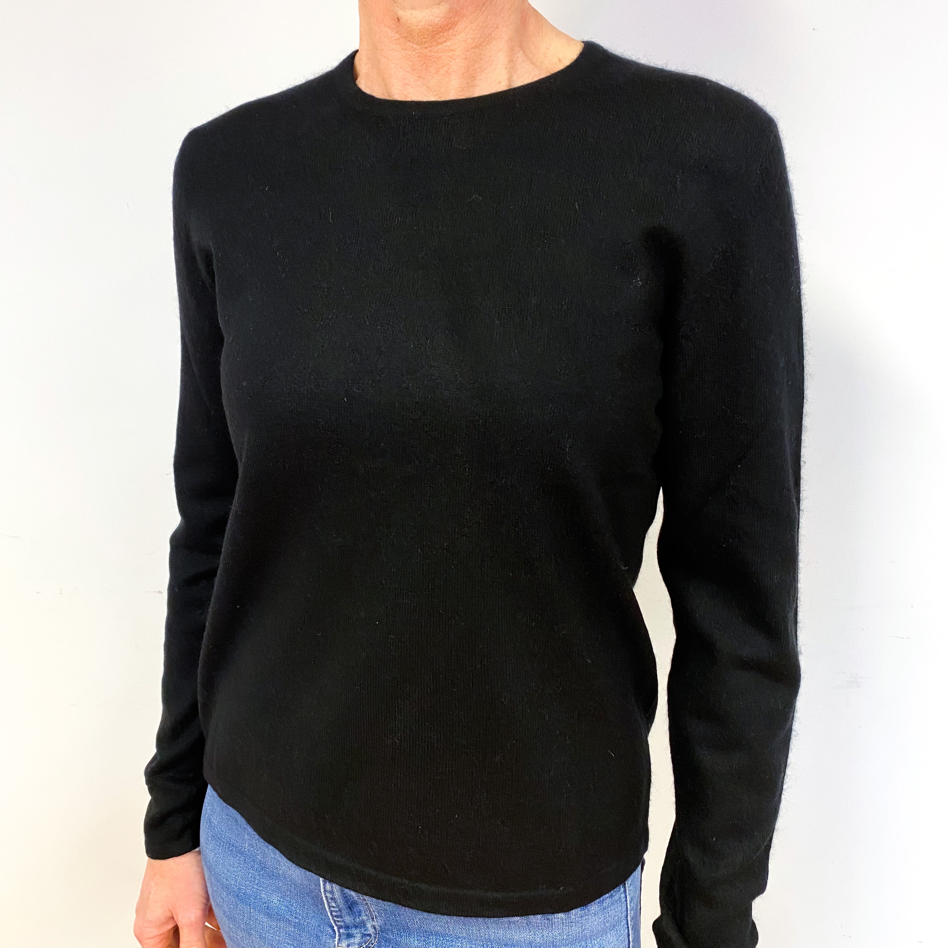 Black Cashmere Crew Neck Jumper Medium