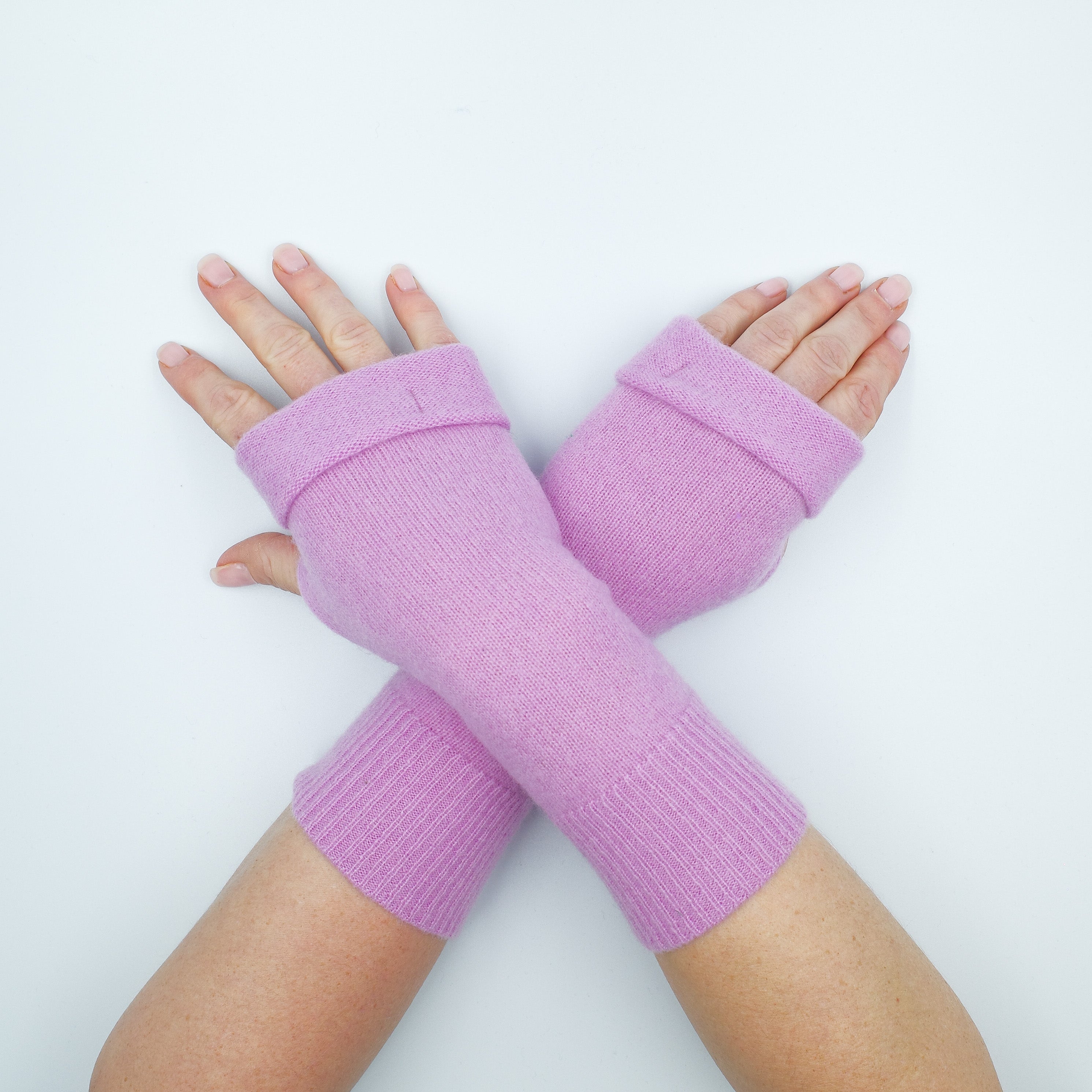 Pale Mauve Pink Fingerless Gloves