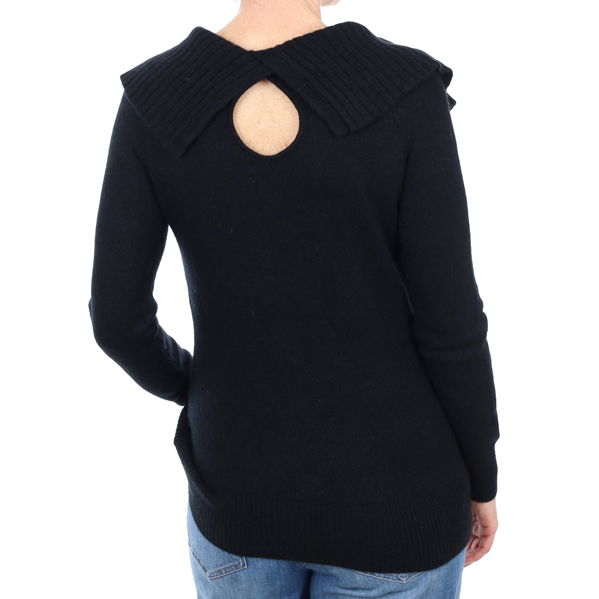 Black Cashmere Wide Off The Shoulder Neck Jumper Small