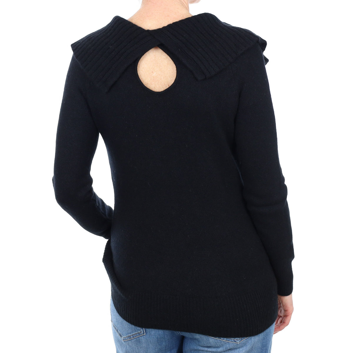 Black Cashmere Wide Off The Shoulder Neck Jumper Small