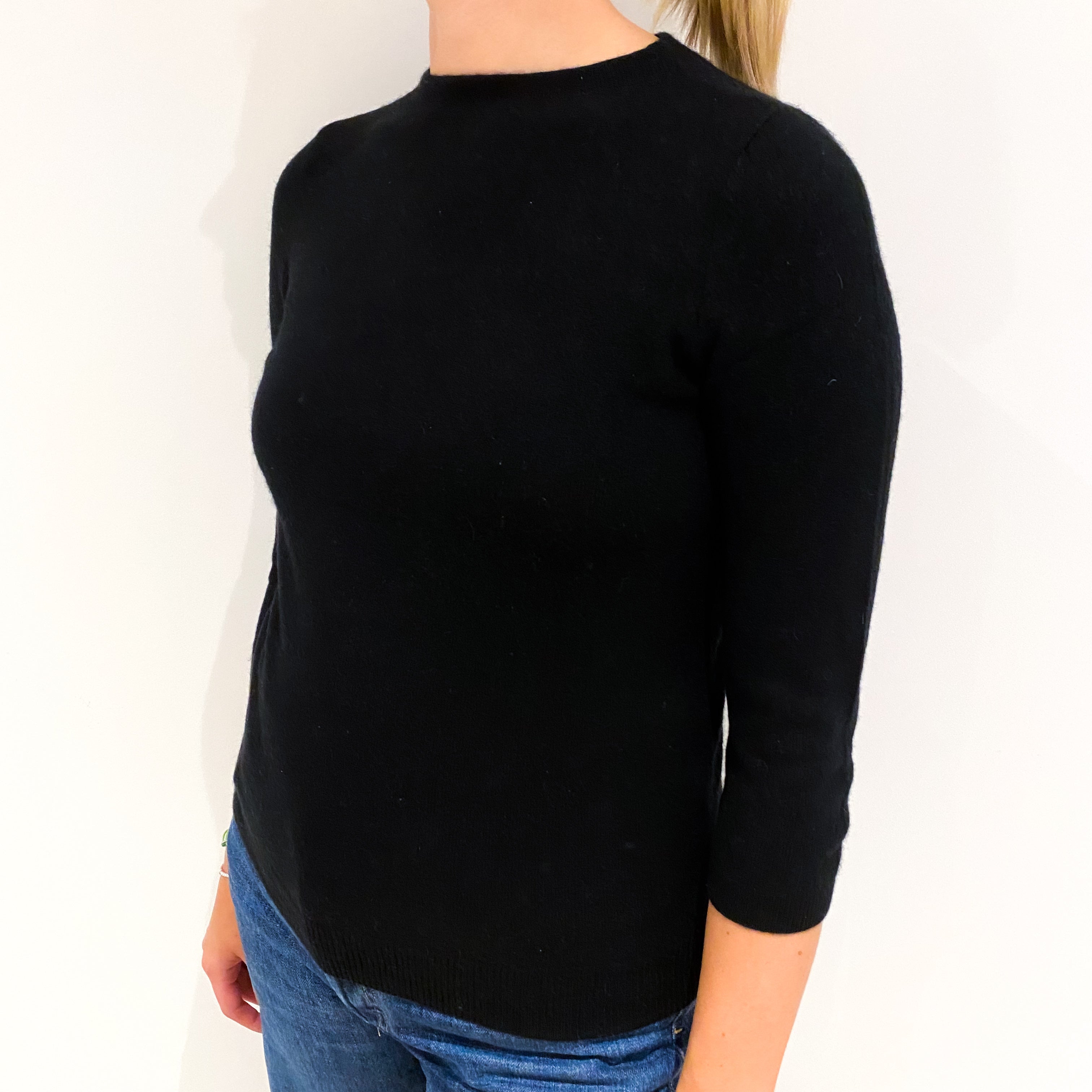 Black Cashmere Crew Neck Jumper Small