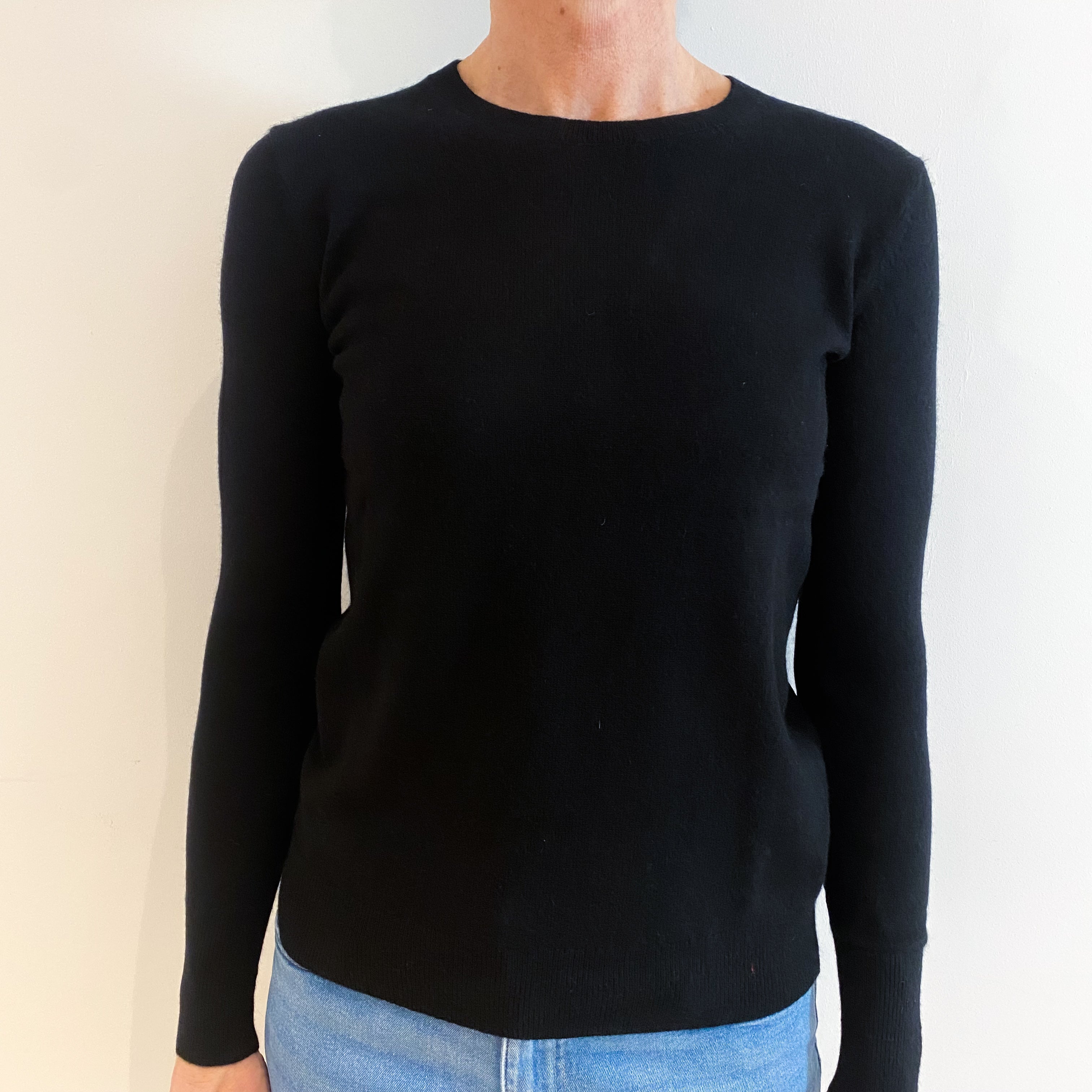 Black Cashmere Crew Neck Jumper Small