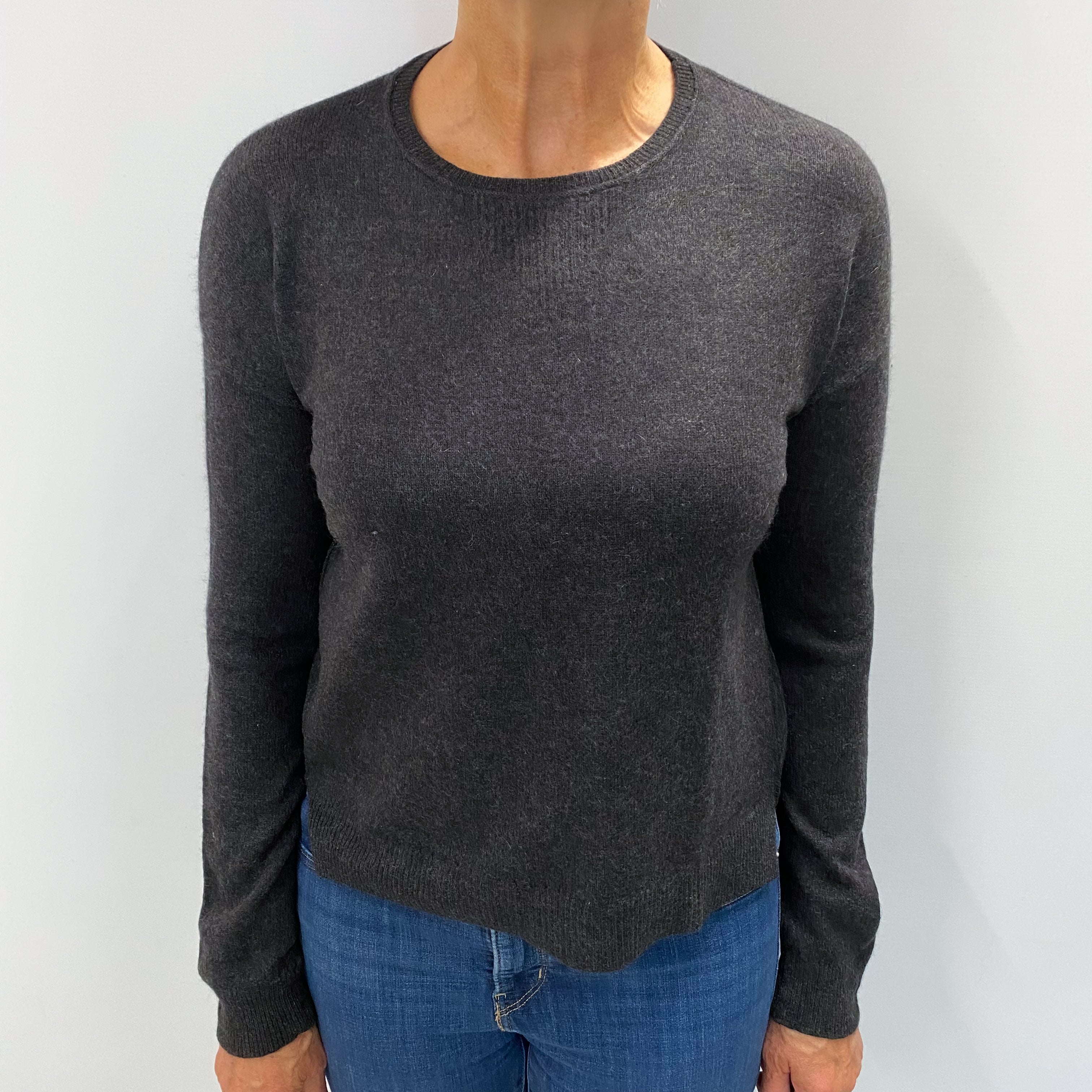 Charcoal Grey Cashmere Crew Neck Jumper Medium