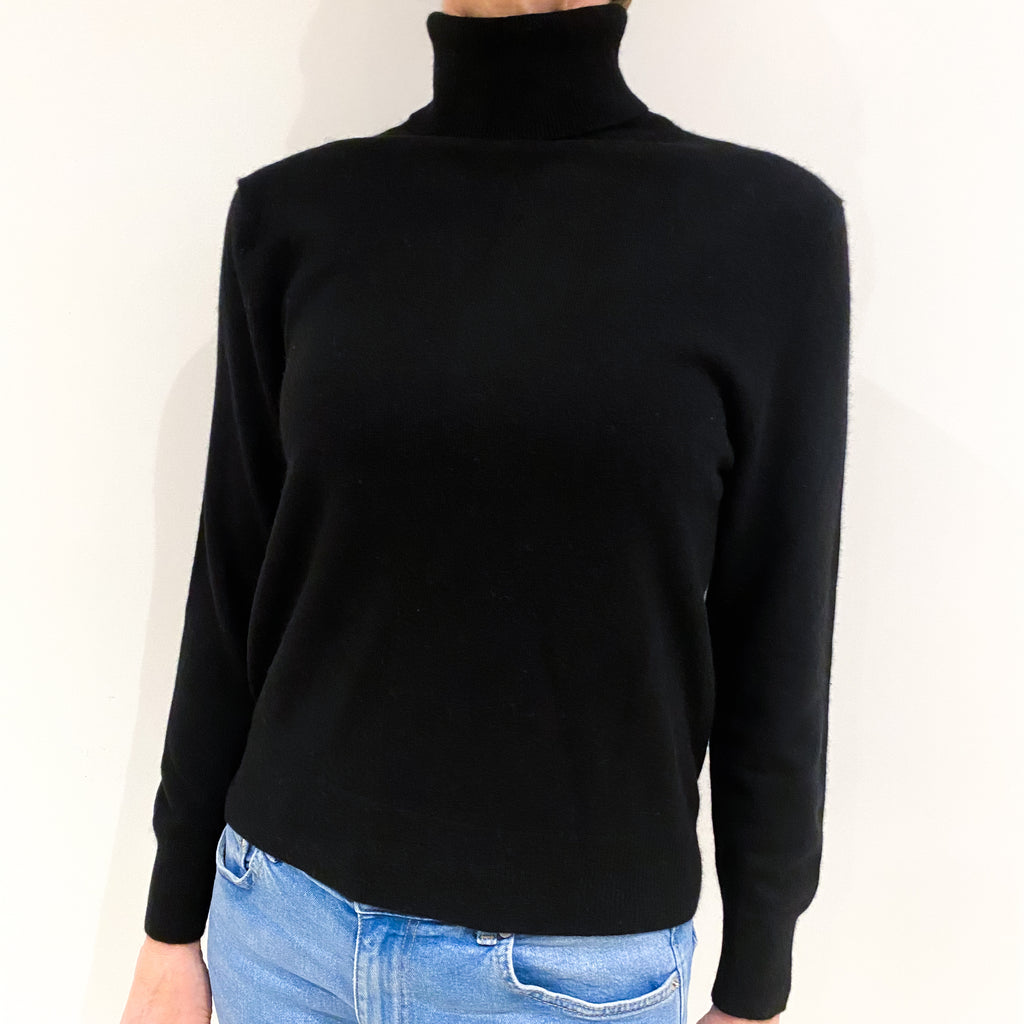 Black Cashmere Polo Neck Jumper Small