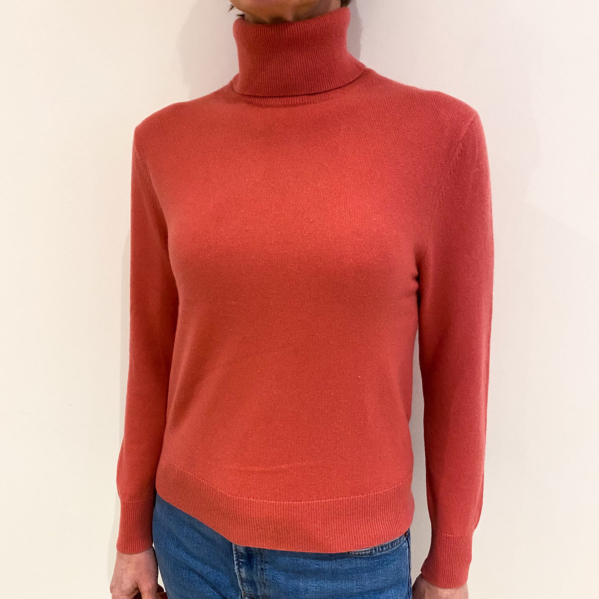 Rouge Pink Cashmere Polo Neck Jumper Small
