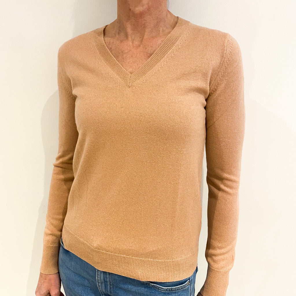 Nude Pink Cashmere V Neck Jumper Small