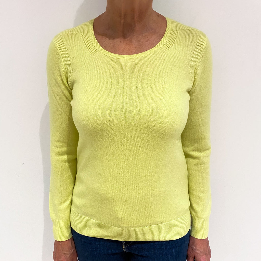 Jaeger Neon Yellow Cashmere Crew Neck Jumper Medium