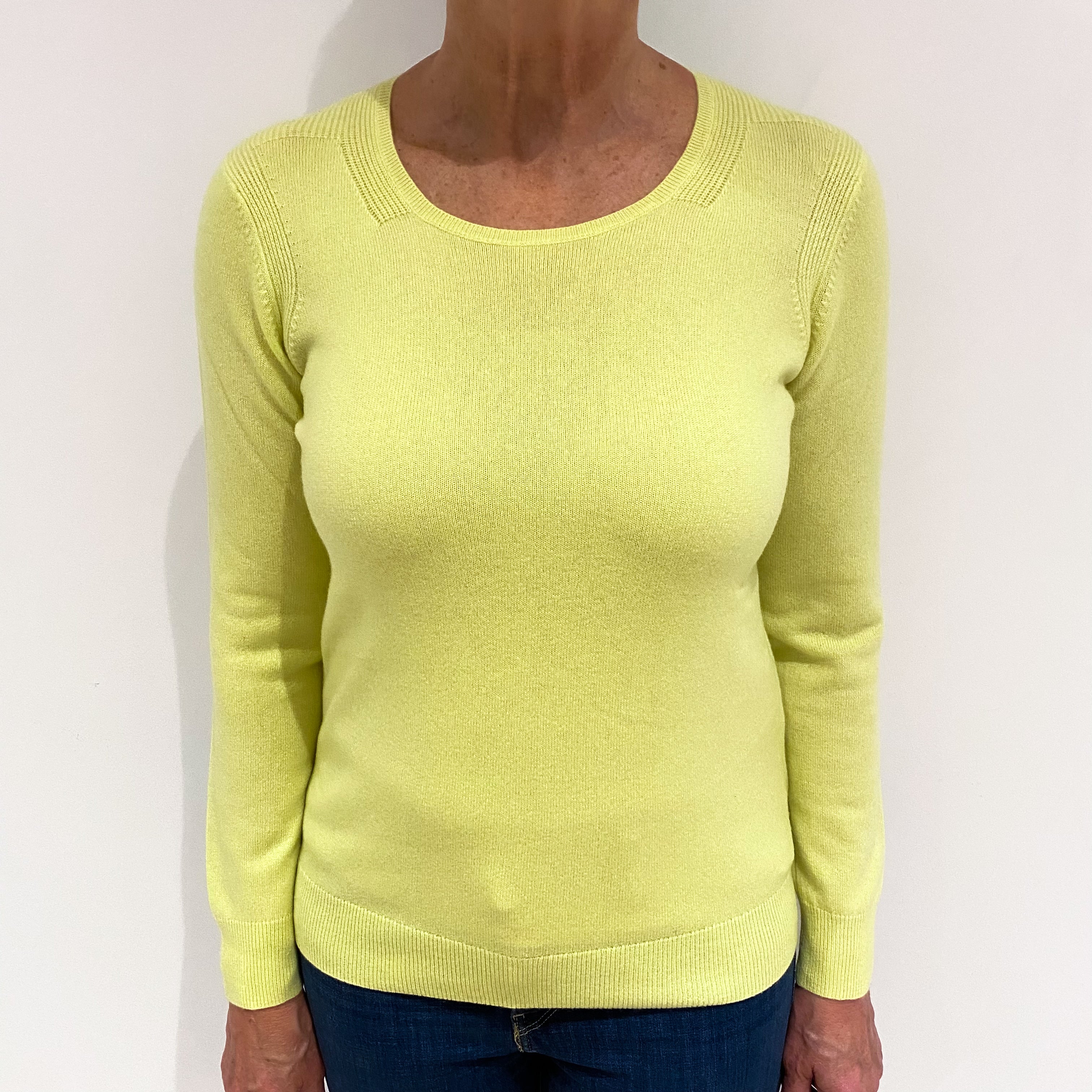 Jaeger Neon Yellow Cashmere Crew Neck Jumper Medium