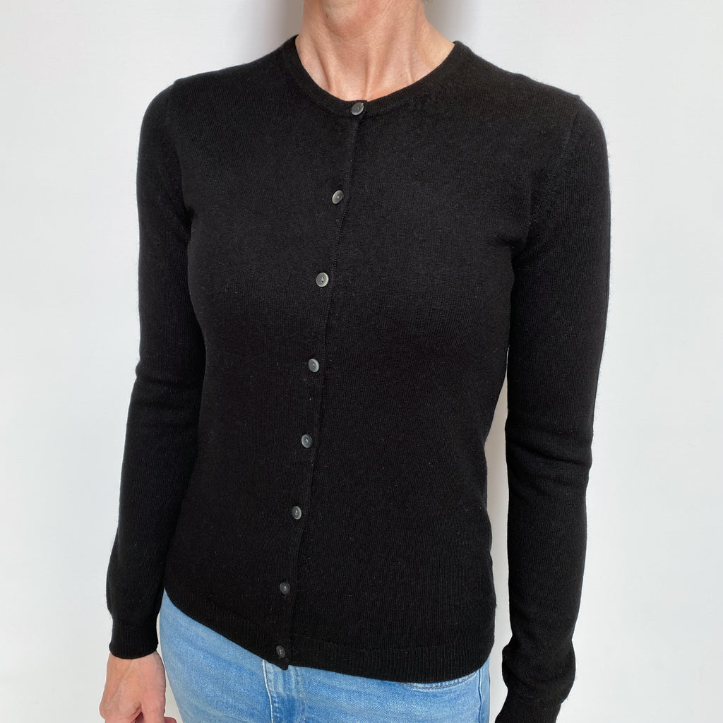 Black Cashmere Crew Neck Cardigan Small
