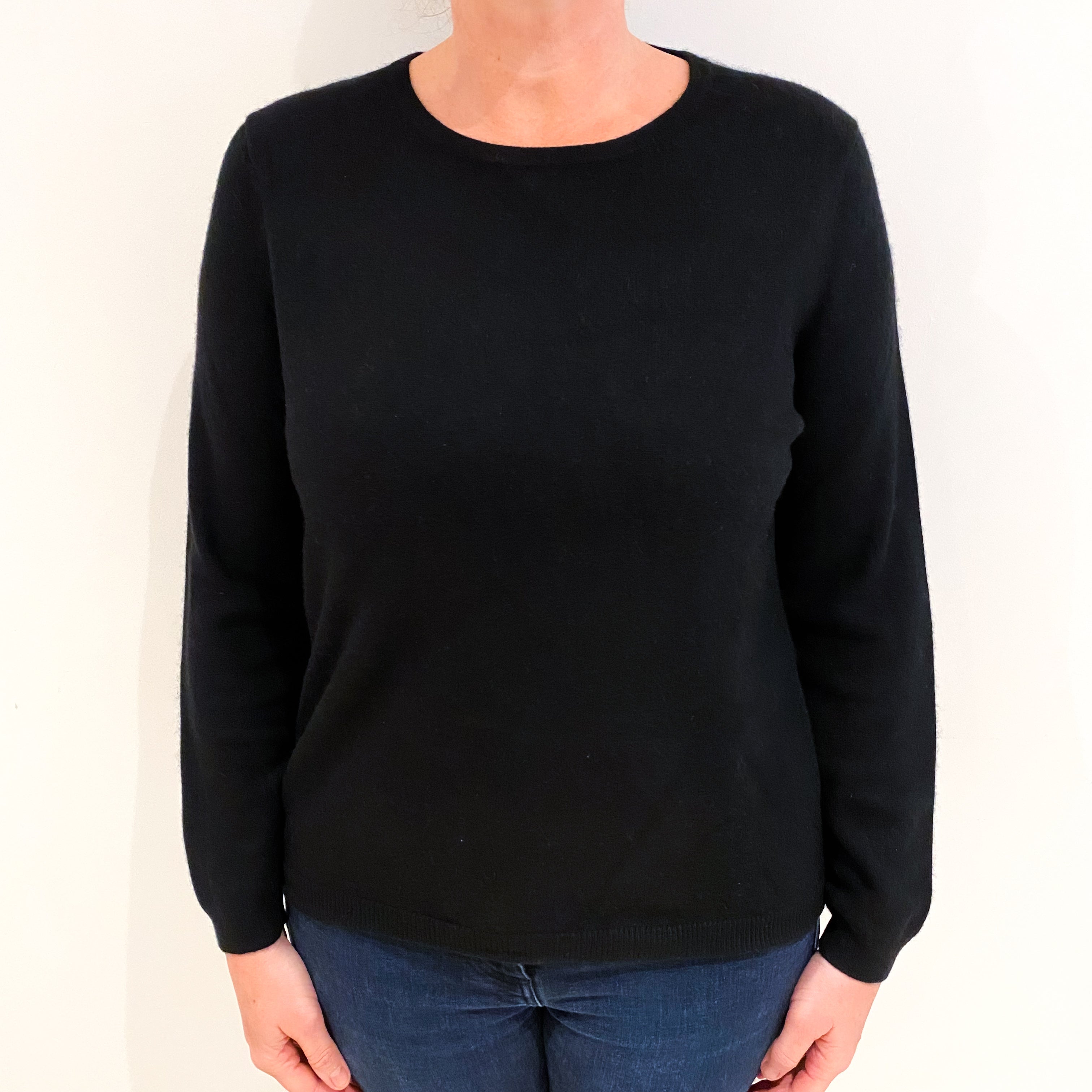 Black Cashmere Crew Neck Jumper Large