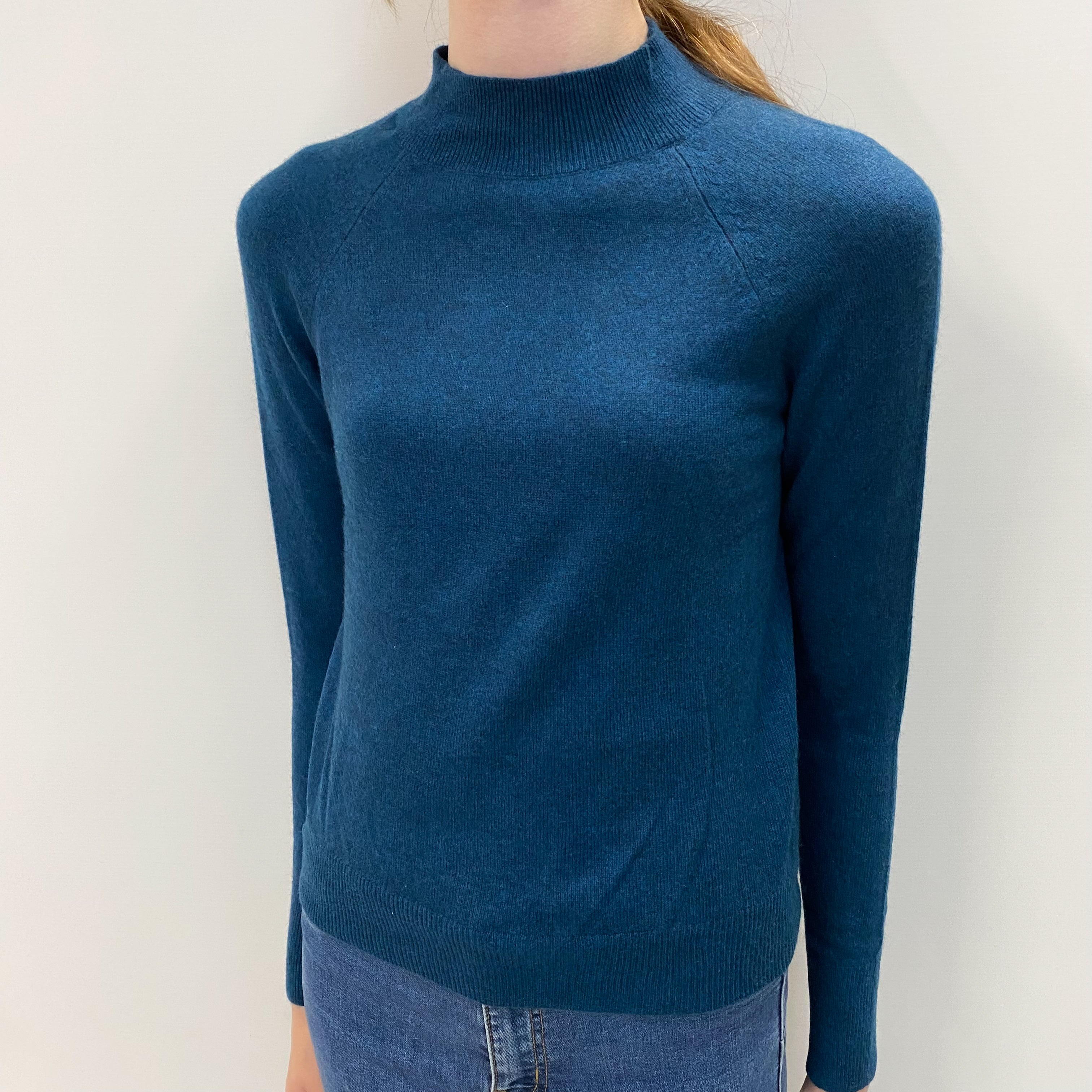 Everlane Peacock Blue Cashmere Turtle Neck Jumper Extra Extra Small